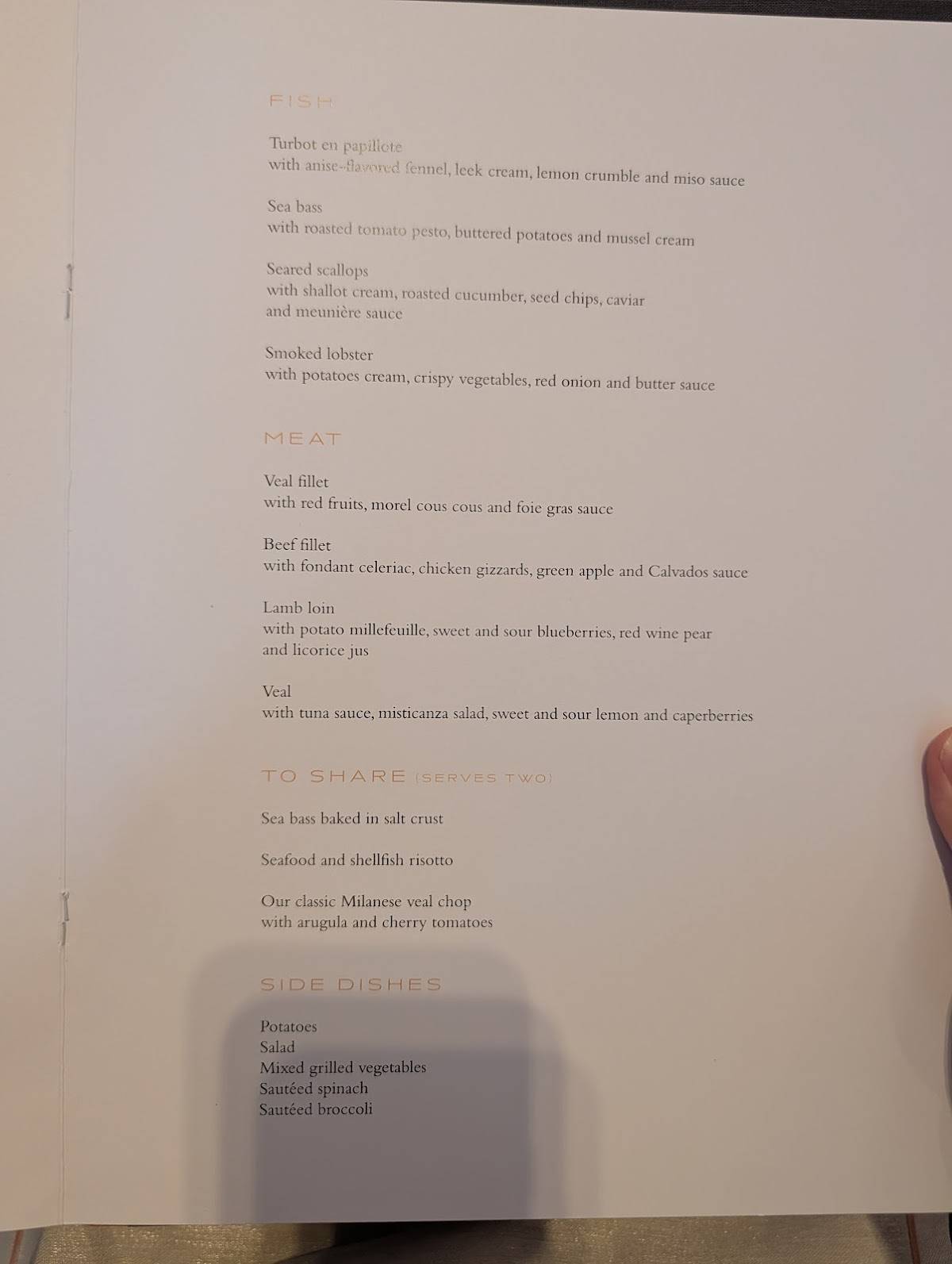 Menu di Acanto 