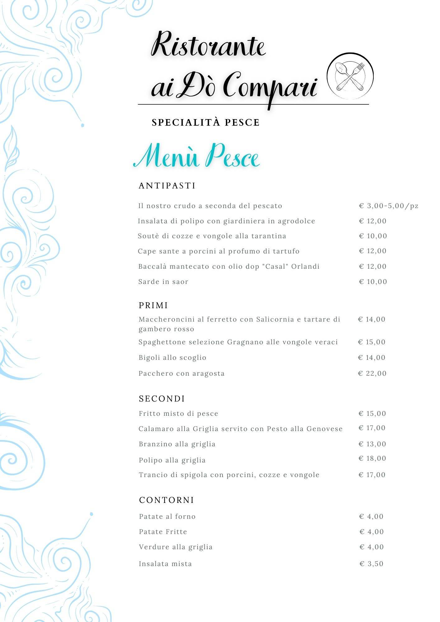 Menu di Ristorante Ai Dò Compari 