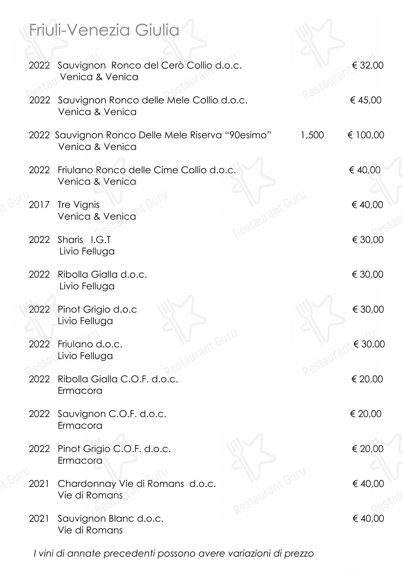 Ristorante “Al Monte” in Rosolina - Menu