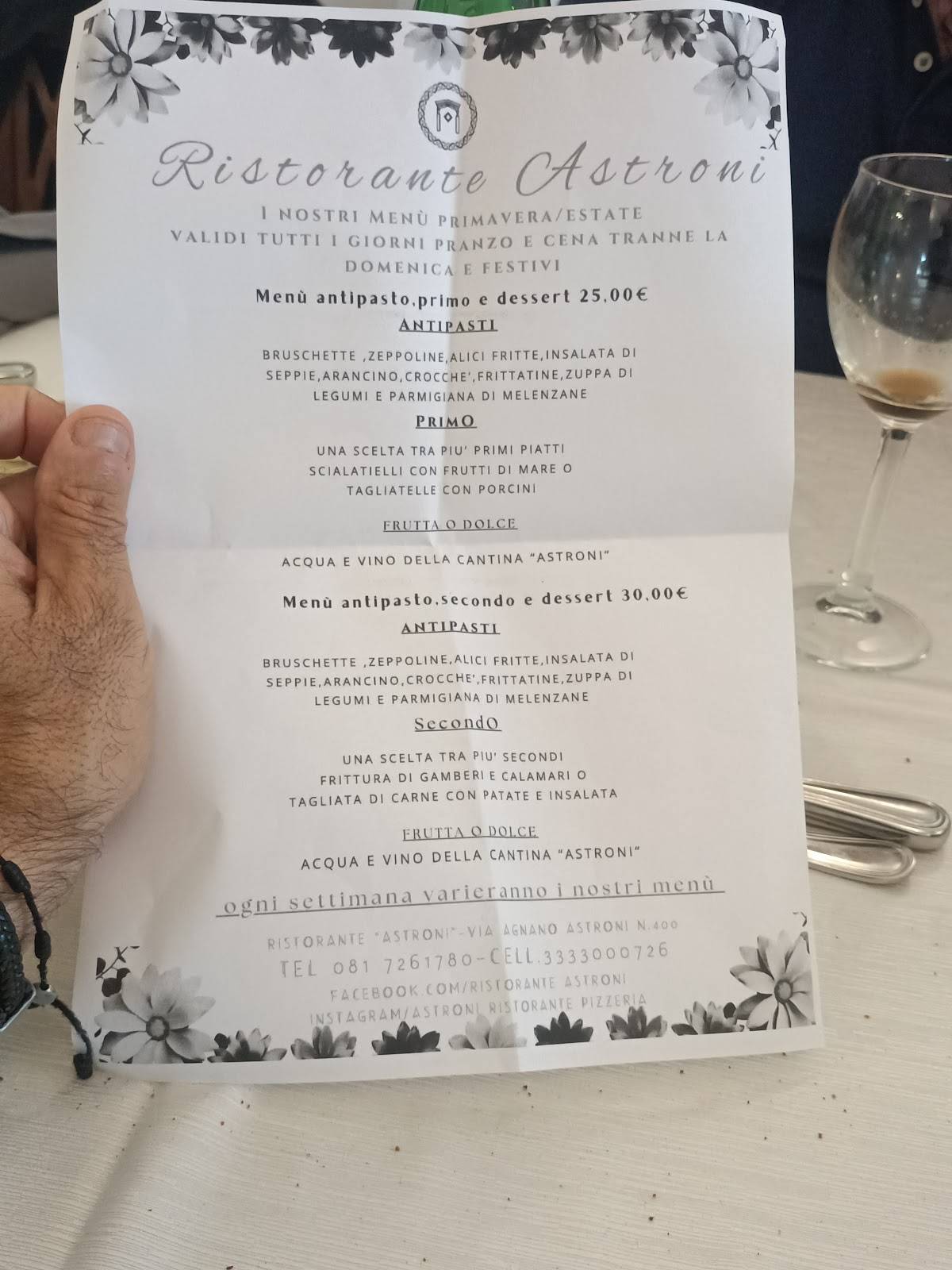 Menu di Ristorante Astroni 
