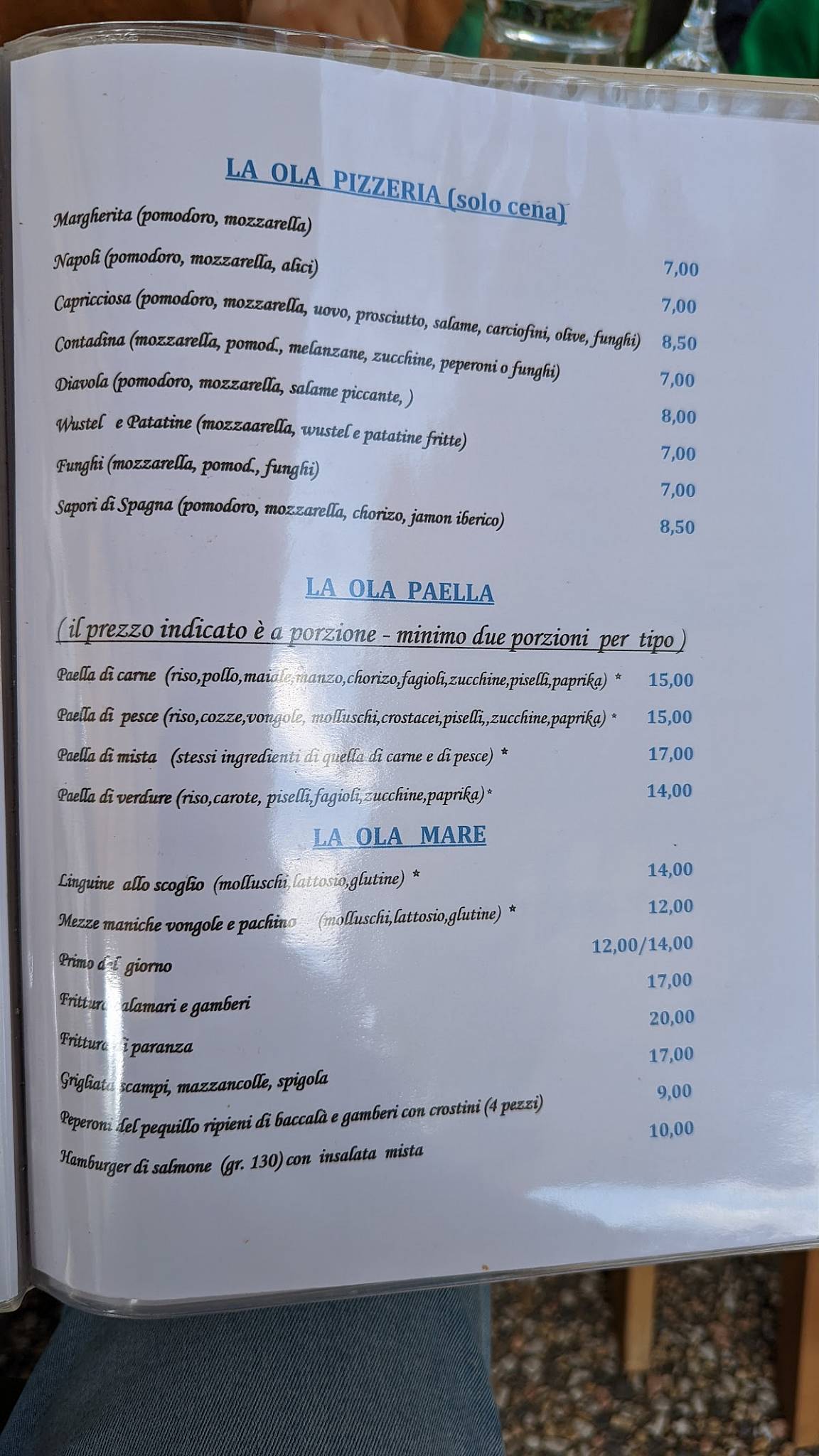 Menu di Ristorante Bar La Ola 