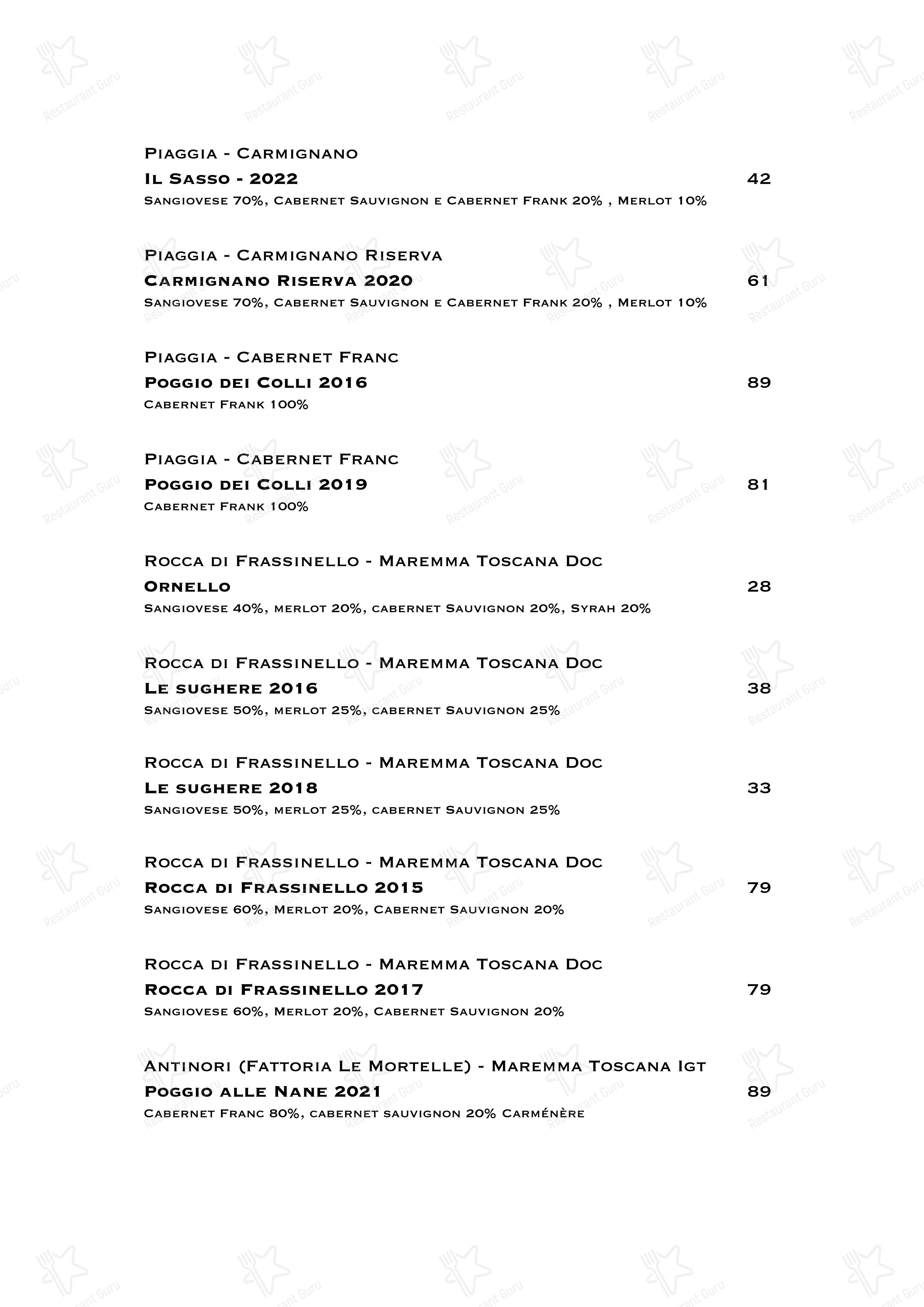 Menu di Ristorante Boccon DiVino - Dinner Menu