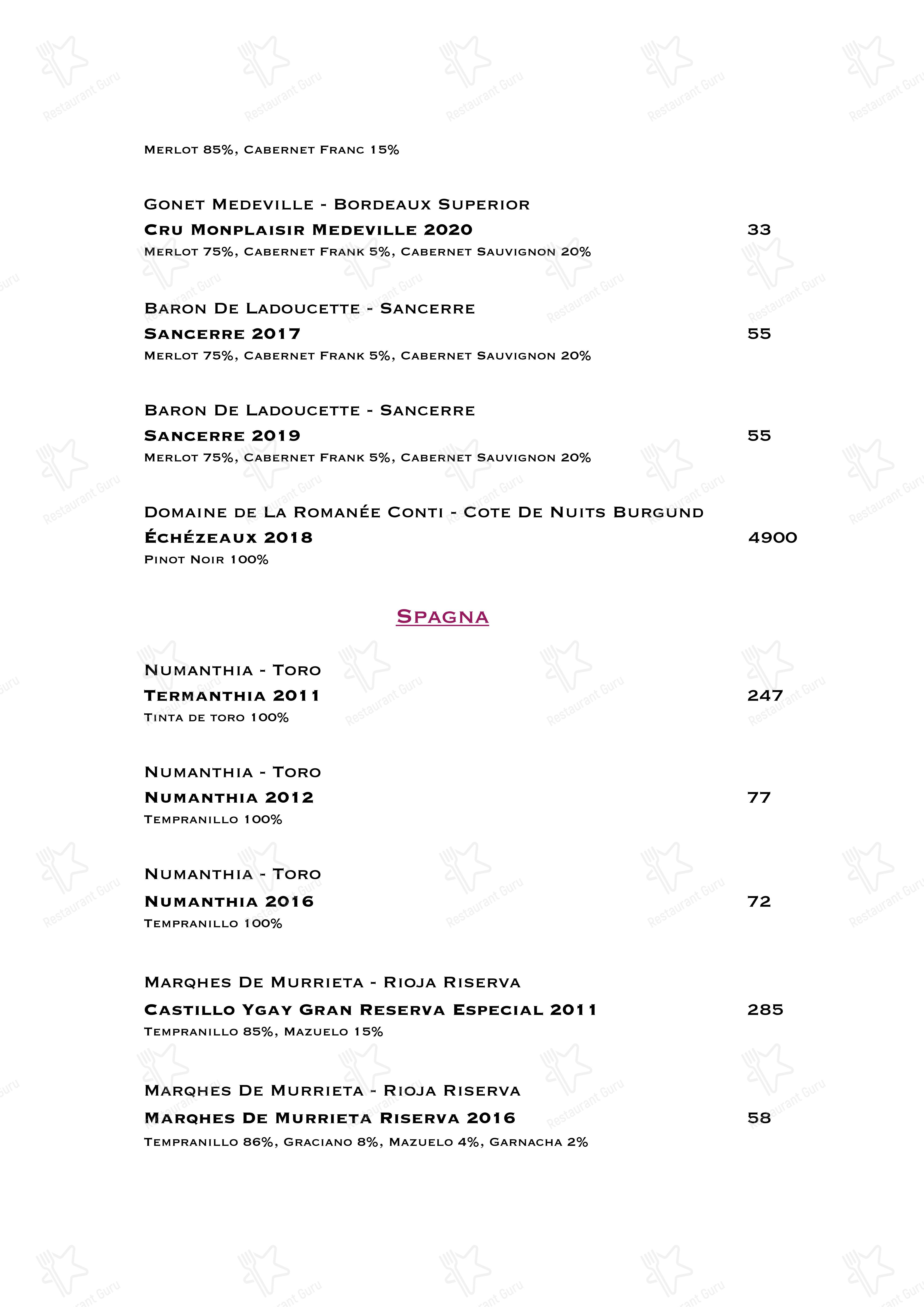 Menu di Ristorante Boccon DiVino - Restaurant Menu