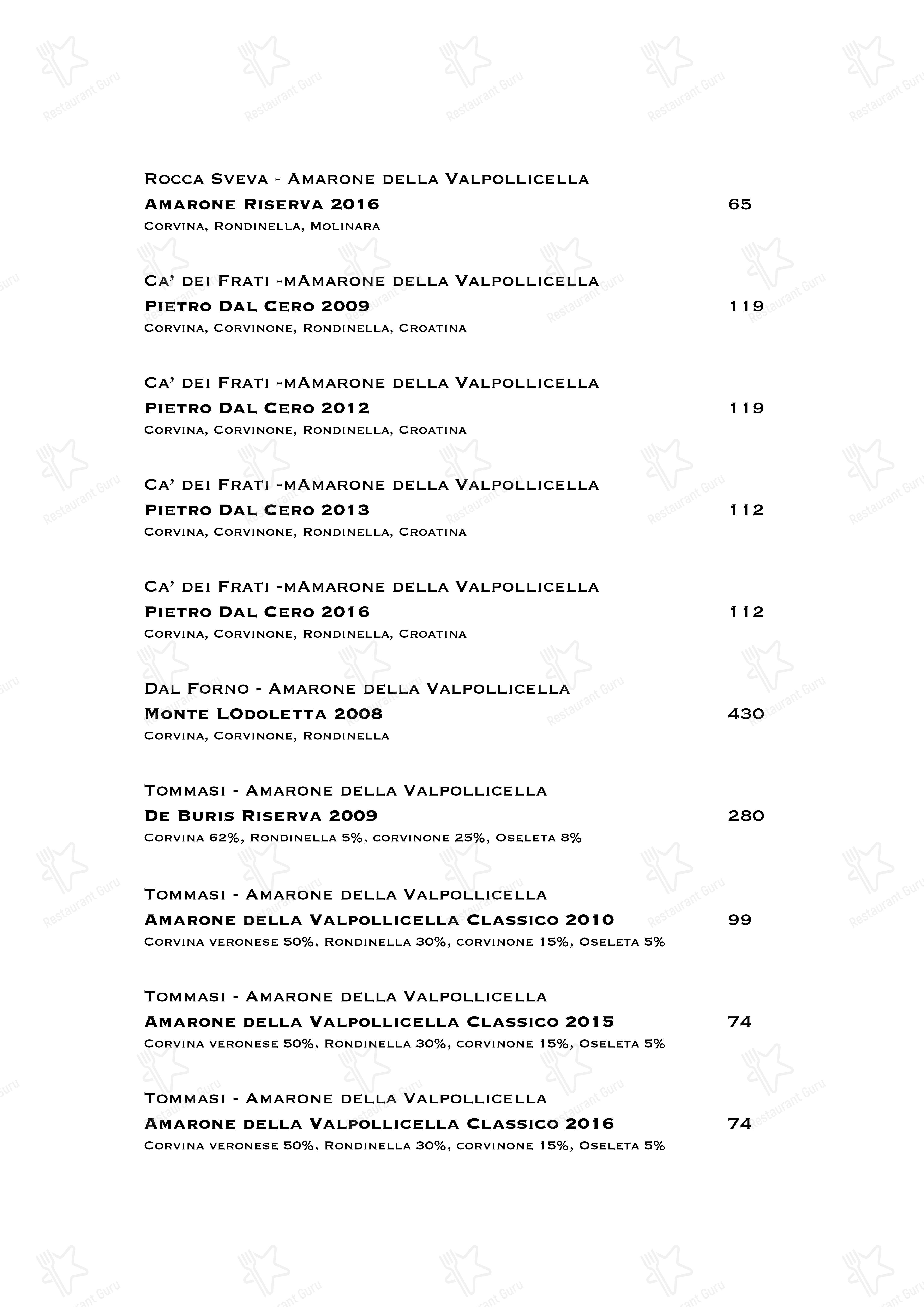 Menu di Ristorante Boccon DiVino - Wine Menu