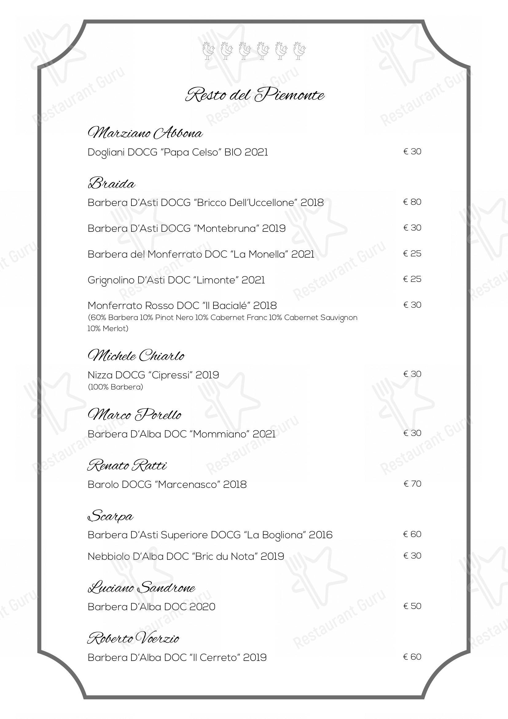 Menu di Casa Galloni 1669 - Menu