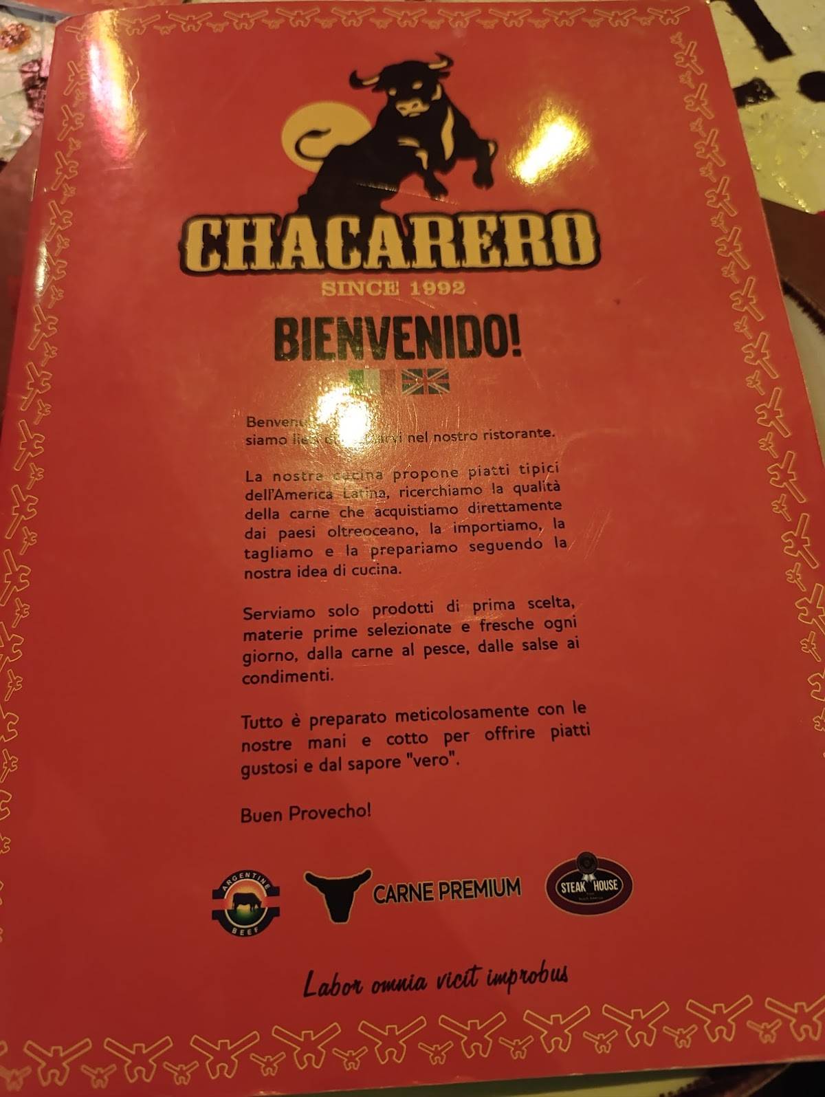 Menu di Ristorante Churrasco - Chacarero 