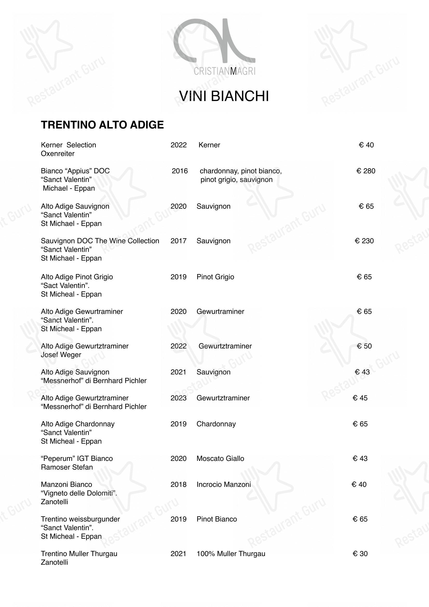 Menu di Ristorante Cristian Magri - 菜单