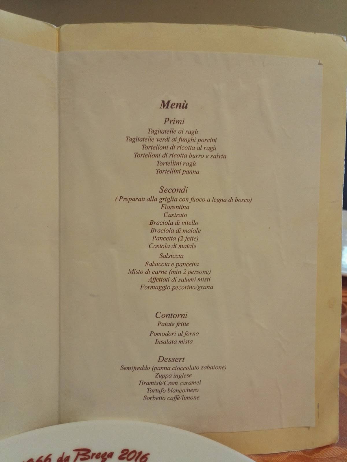 Menu di Ristorante Da Brega 