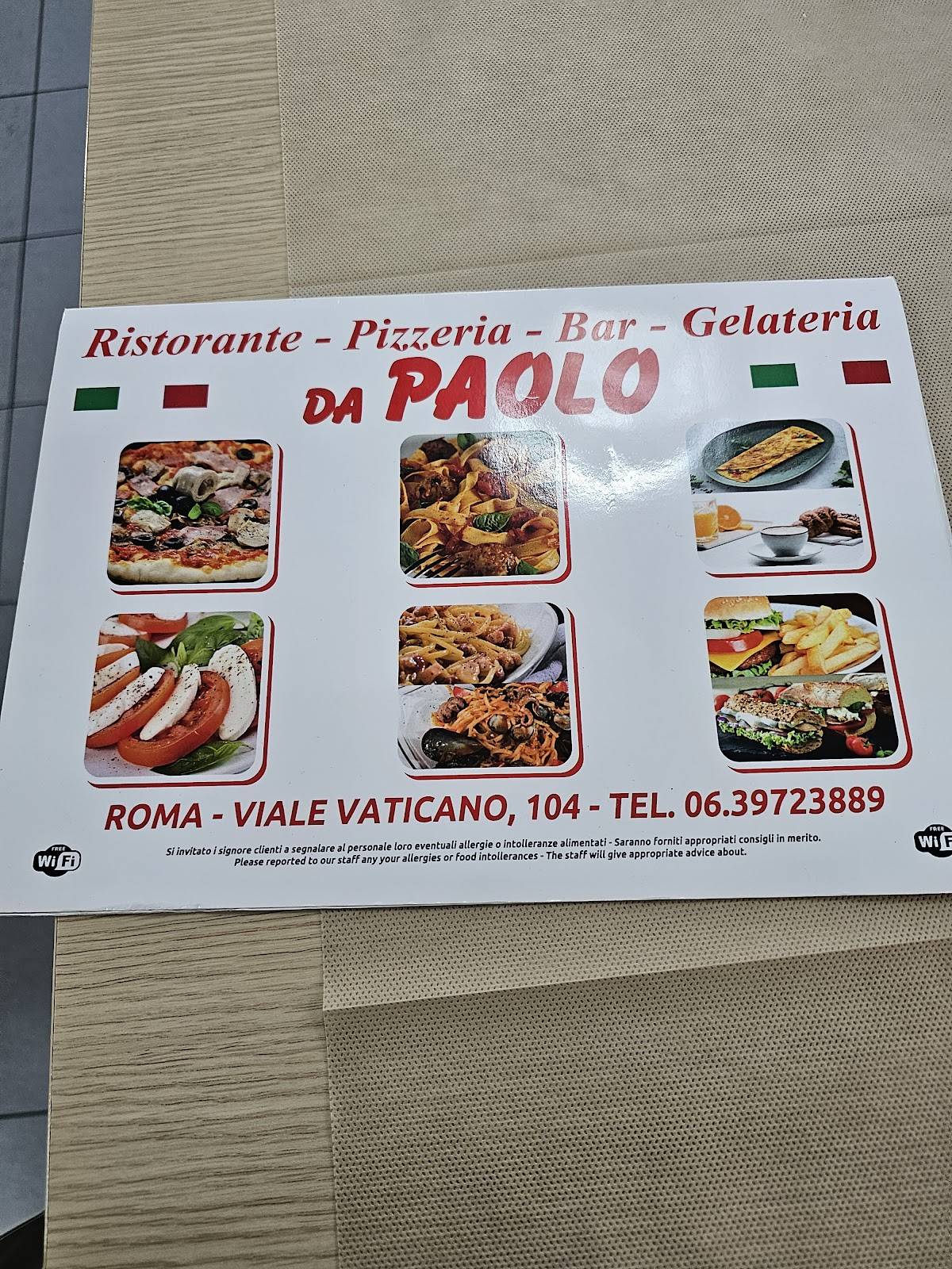Menu di Ristorante Da Paolo Vaticano 