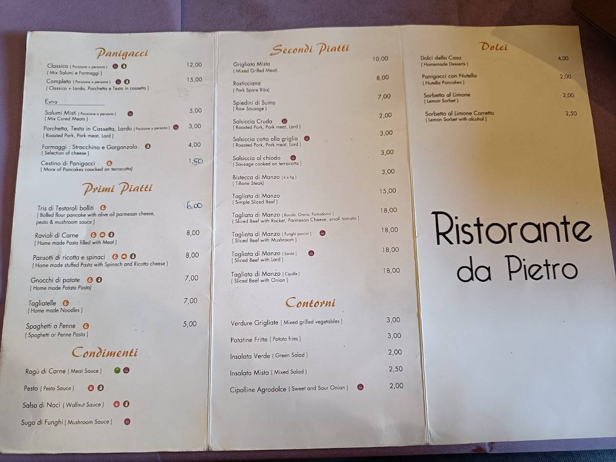 Menu di Ristorante Da Pietro 