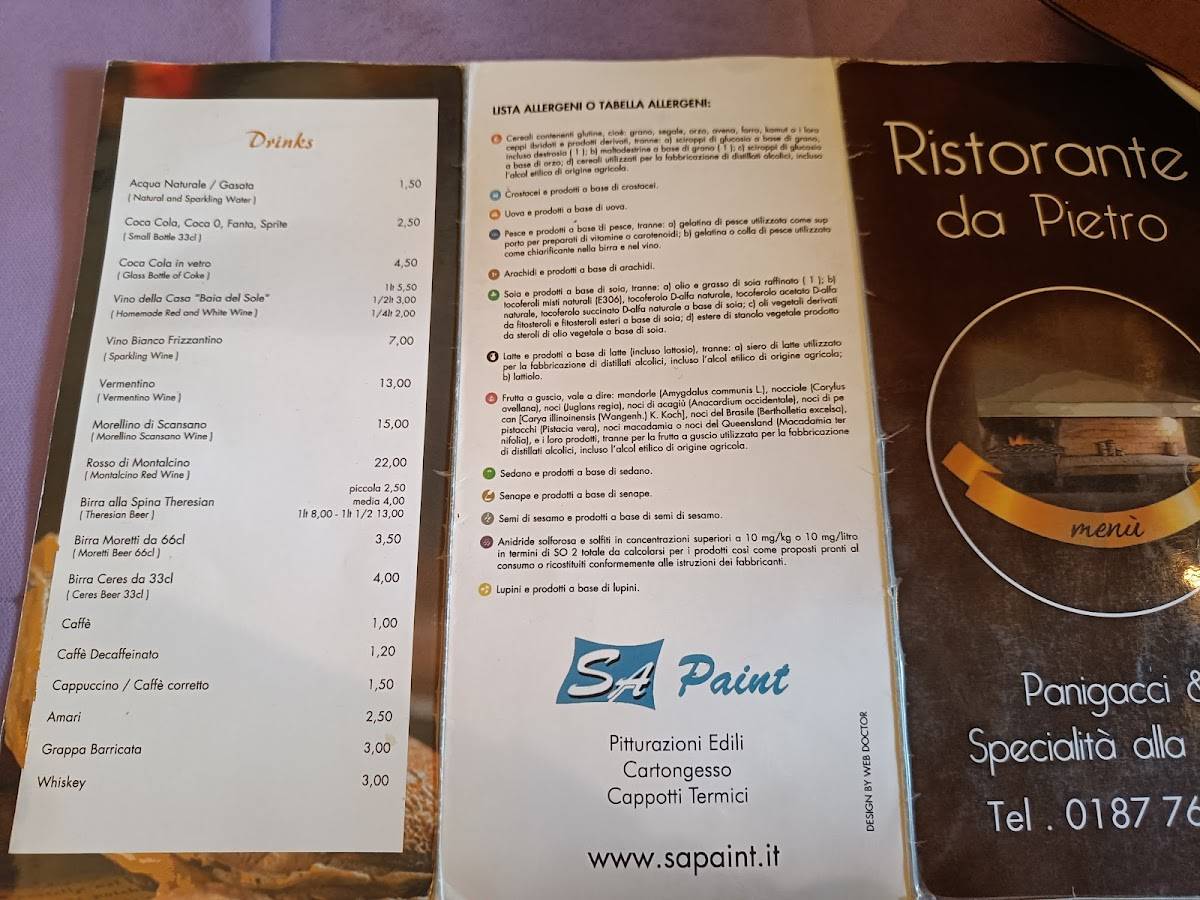 Menu di Ristorante Da Pietro 