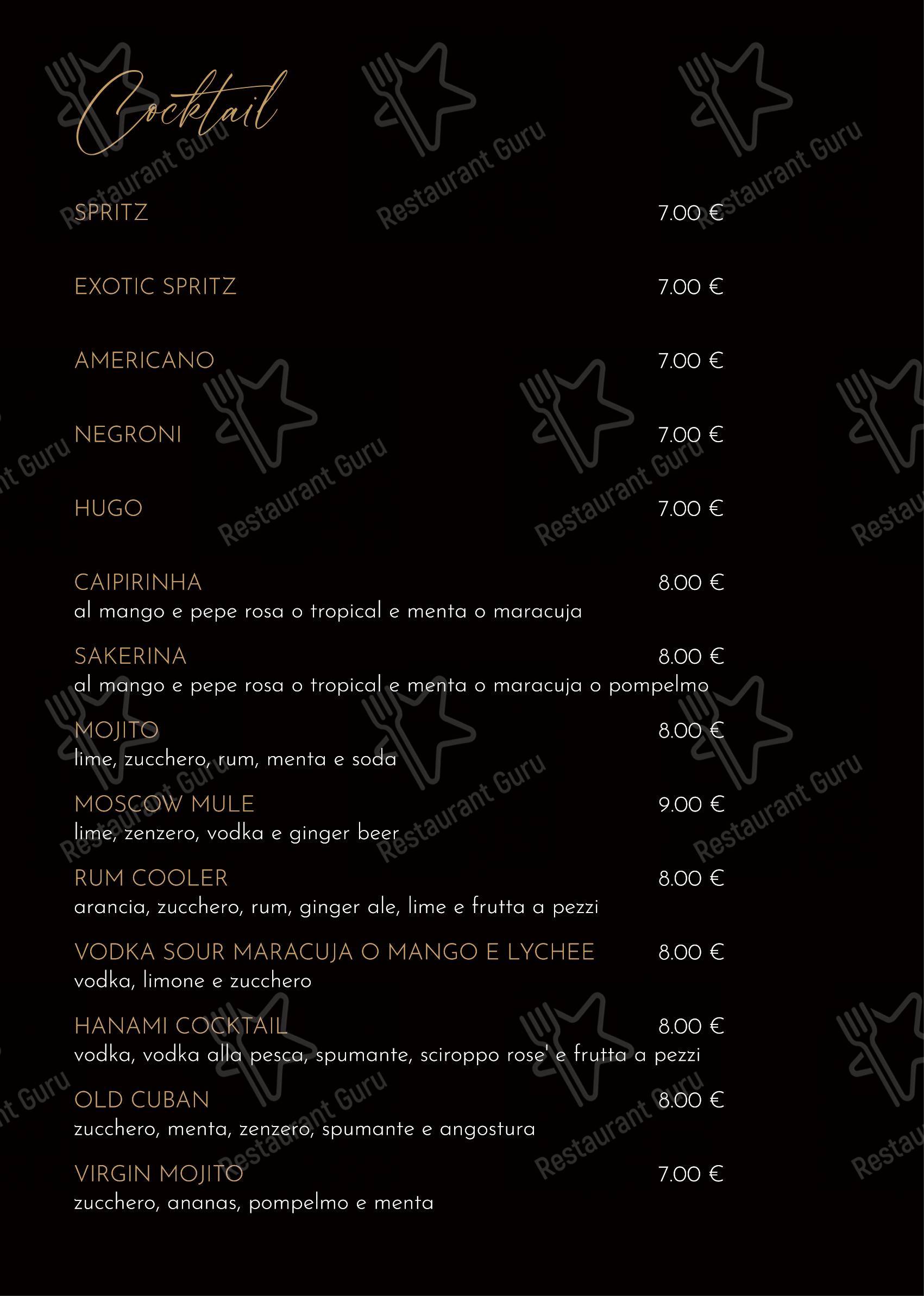 Menu bar per Ristorante Giapponese Hanami Parma in Parma