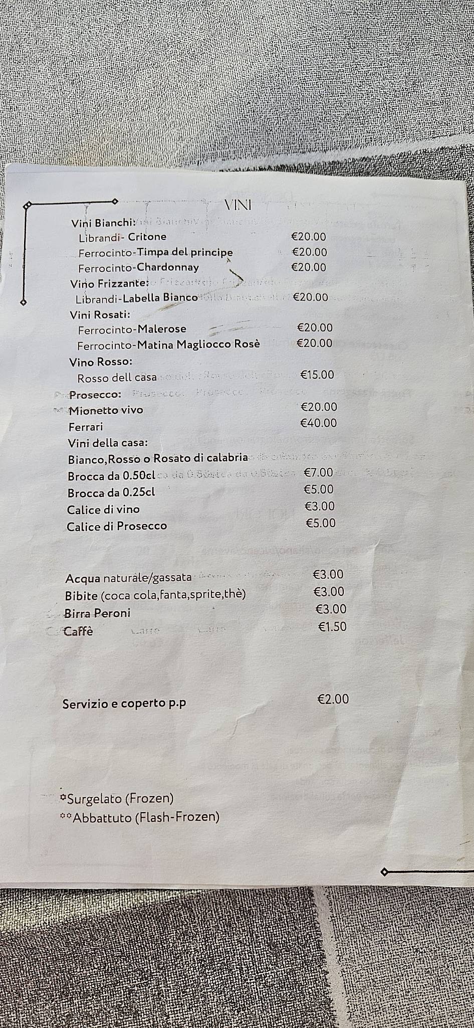 Menu di L'Ancora Ristorante-Bar-Lido 
