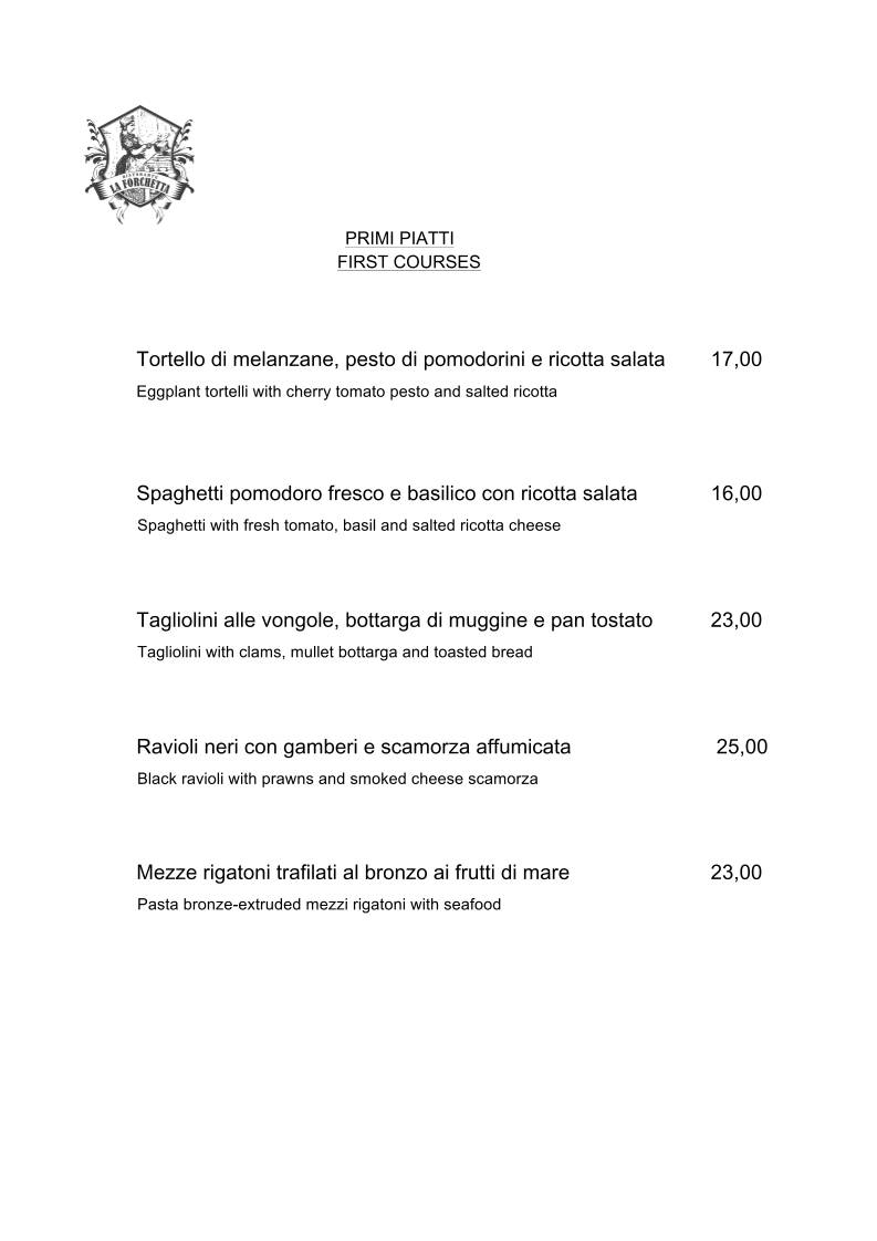 Menu di Ristorante La Forchetta Parma 