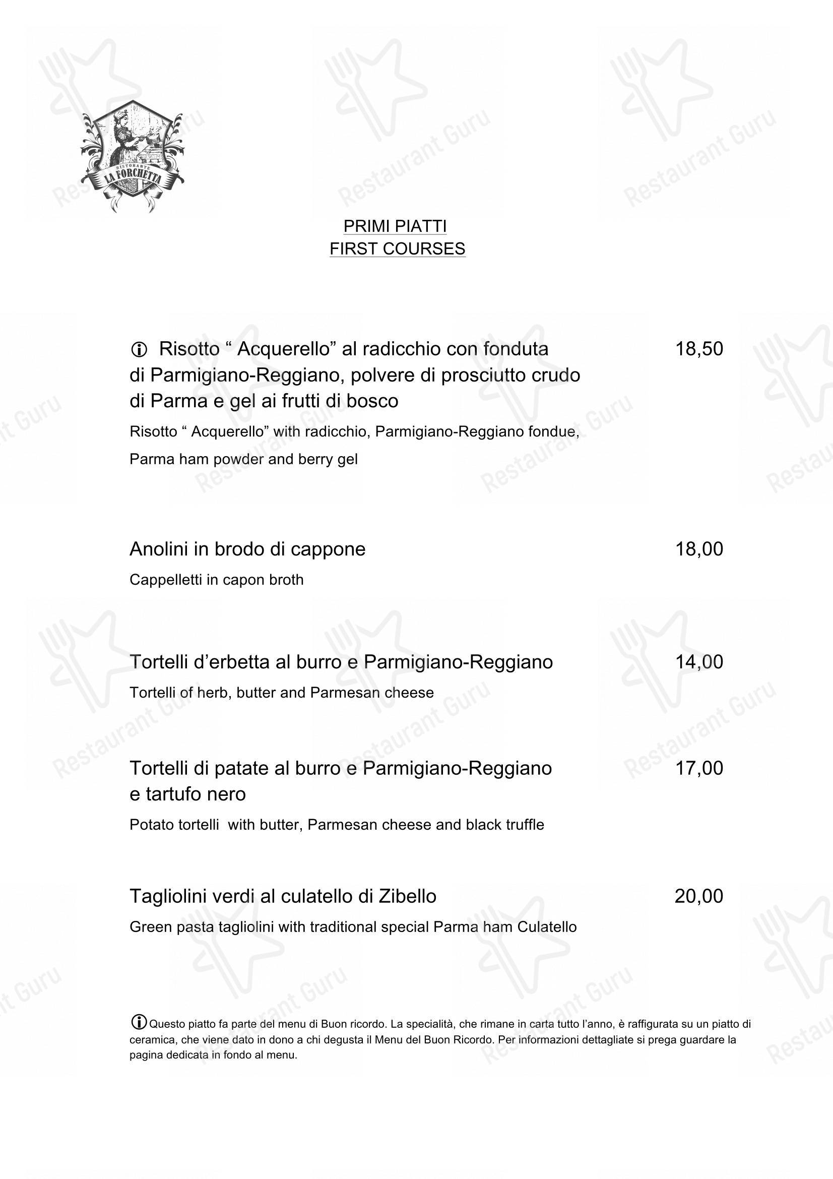 Menu per Ristorante La Forchetta Parma ristorante