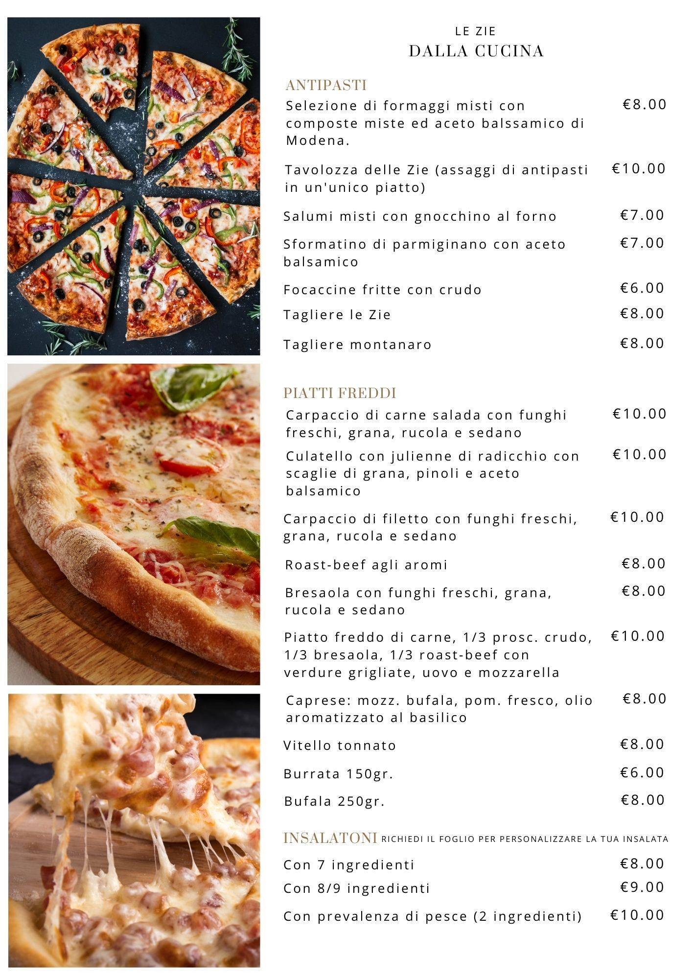 Menu di Ristorante Le Zie 