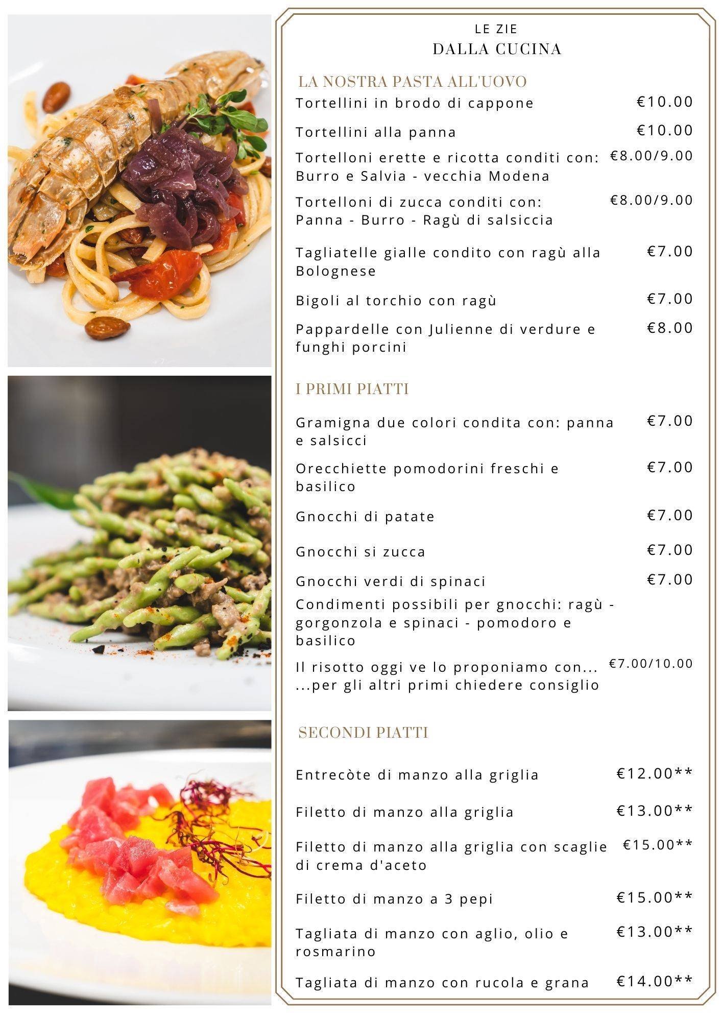Menu di Ristorante Le Zie 