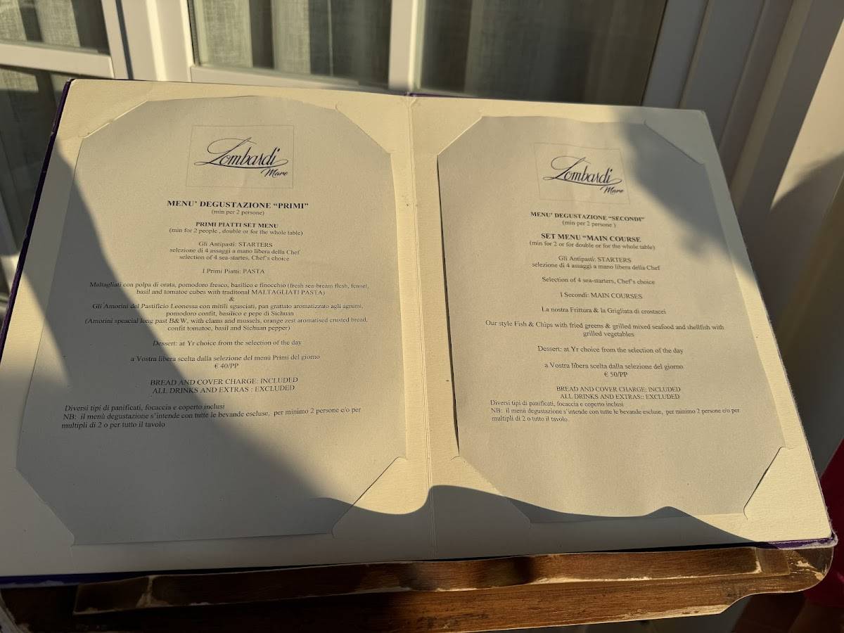 Menu di Ristorante Lombardi Mare 