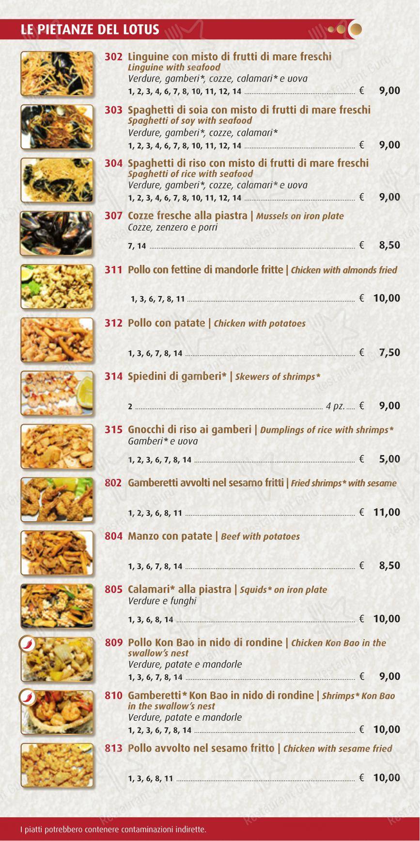 Menu di Ristorante Lotus - Menu