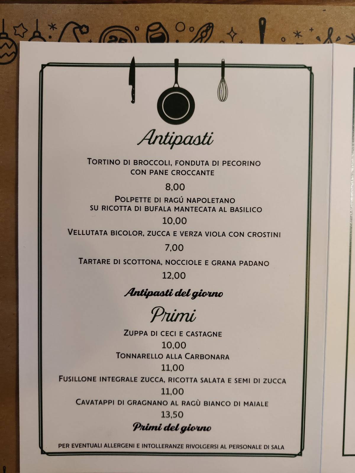 Menu di Ristorante Moka e Padelle 