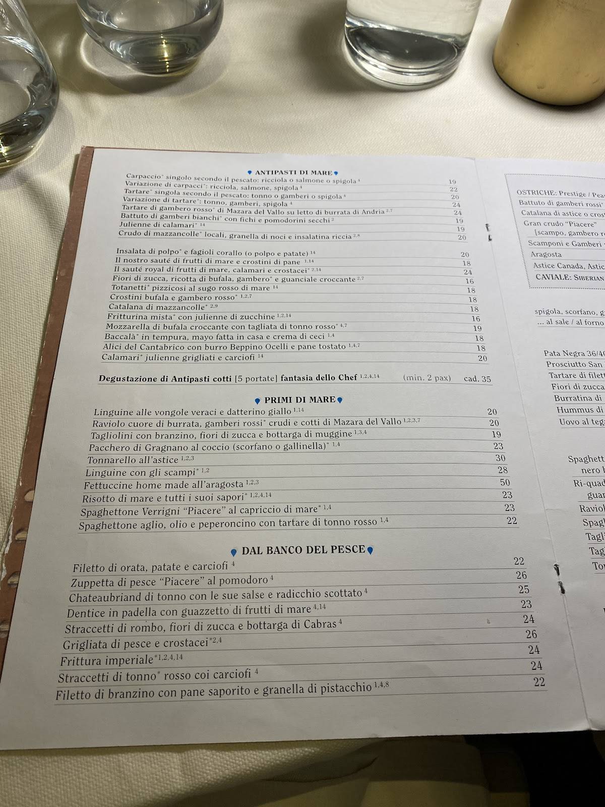 Menu di Ristorante Piacere 