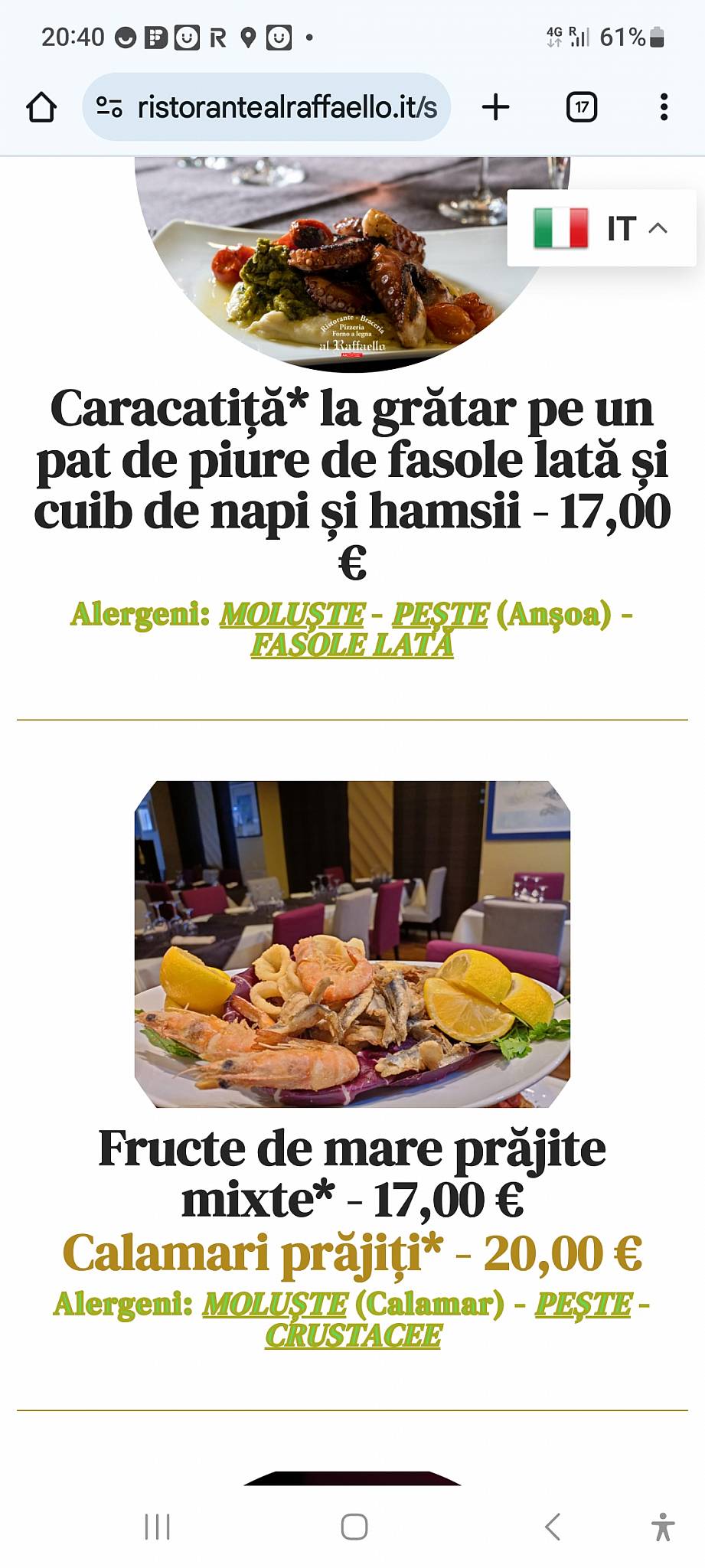 Menu di Ristorante Pizzeria Al Raffaello anche GlutenFree 