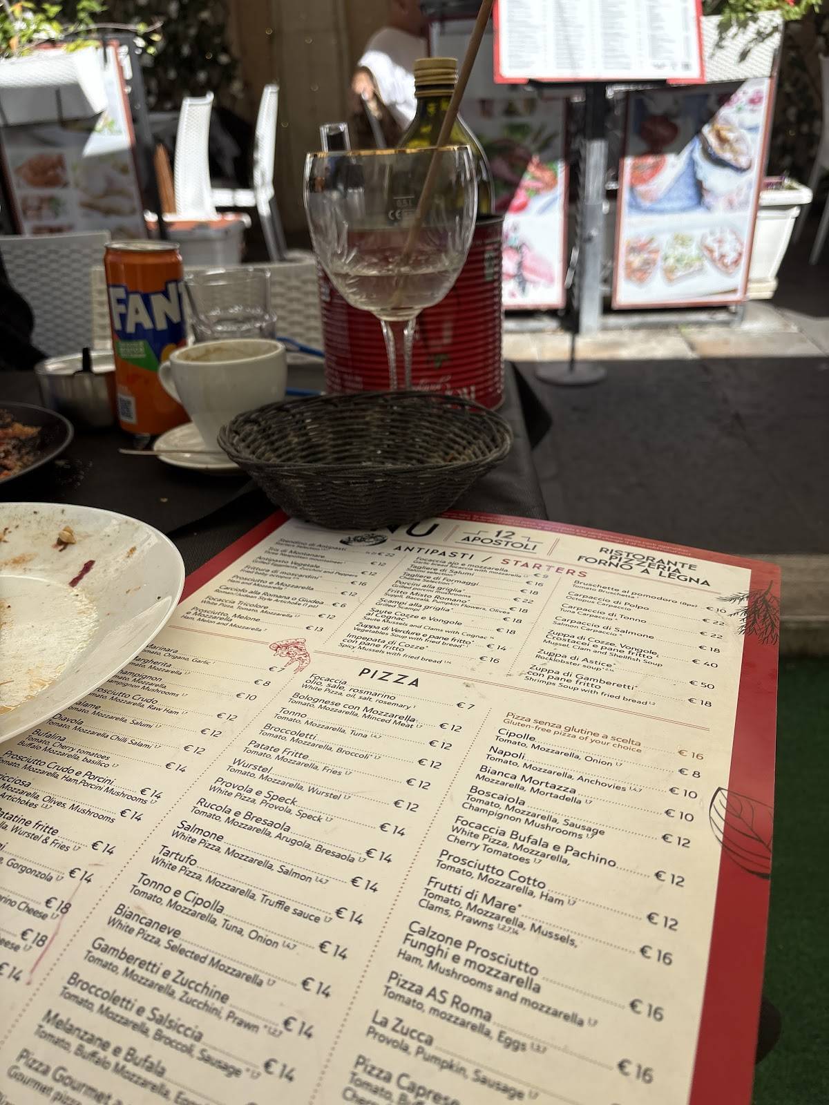 Menu di Ristorante pizzeria Forno a Legna 12 apostoli 