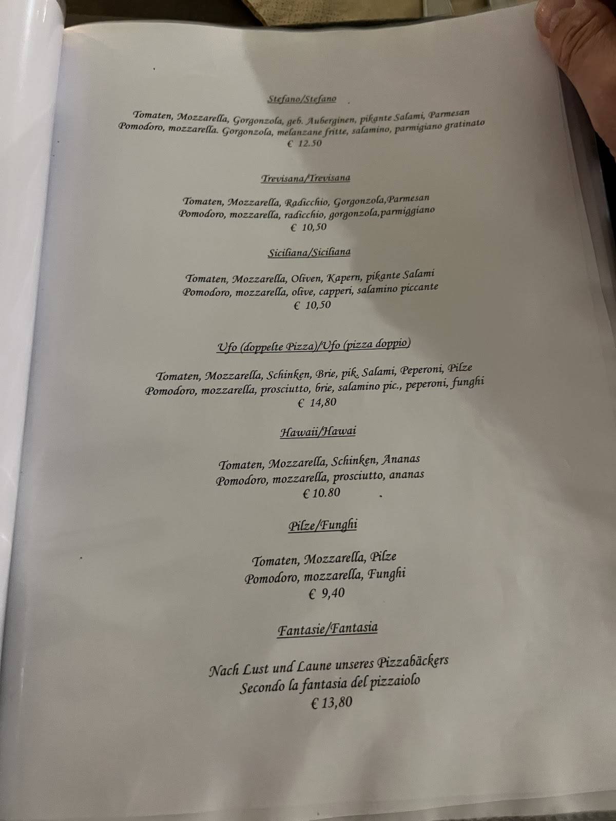 Menu di Ristorante Pizzeria Goldener Stern 