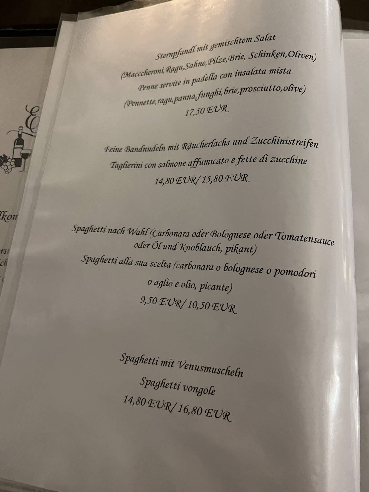 Menu di Ristorante Pizzeria Goldener Stern 