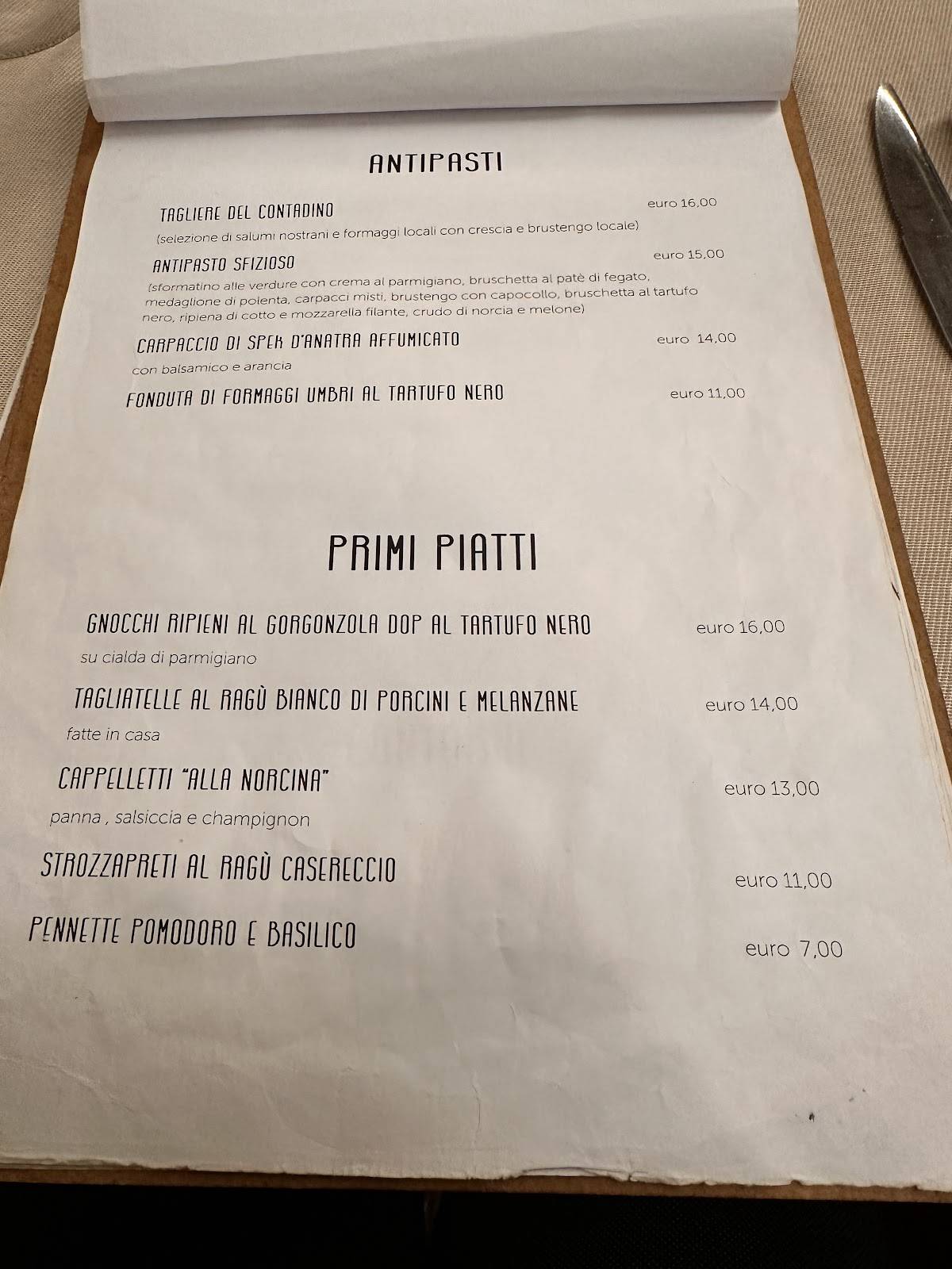 Menu di Ristorante Pizzeria Il Bargello 