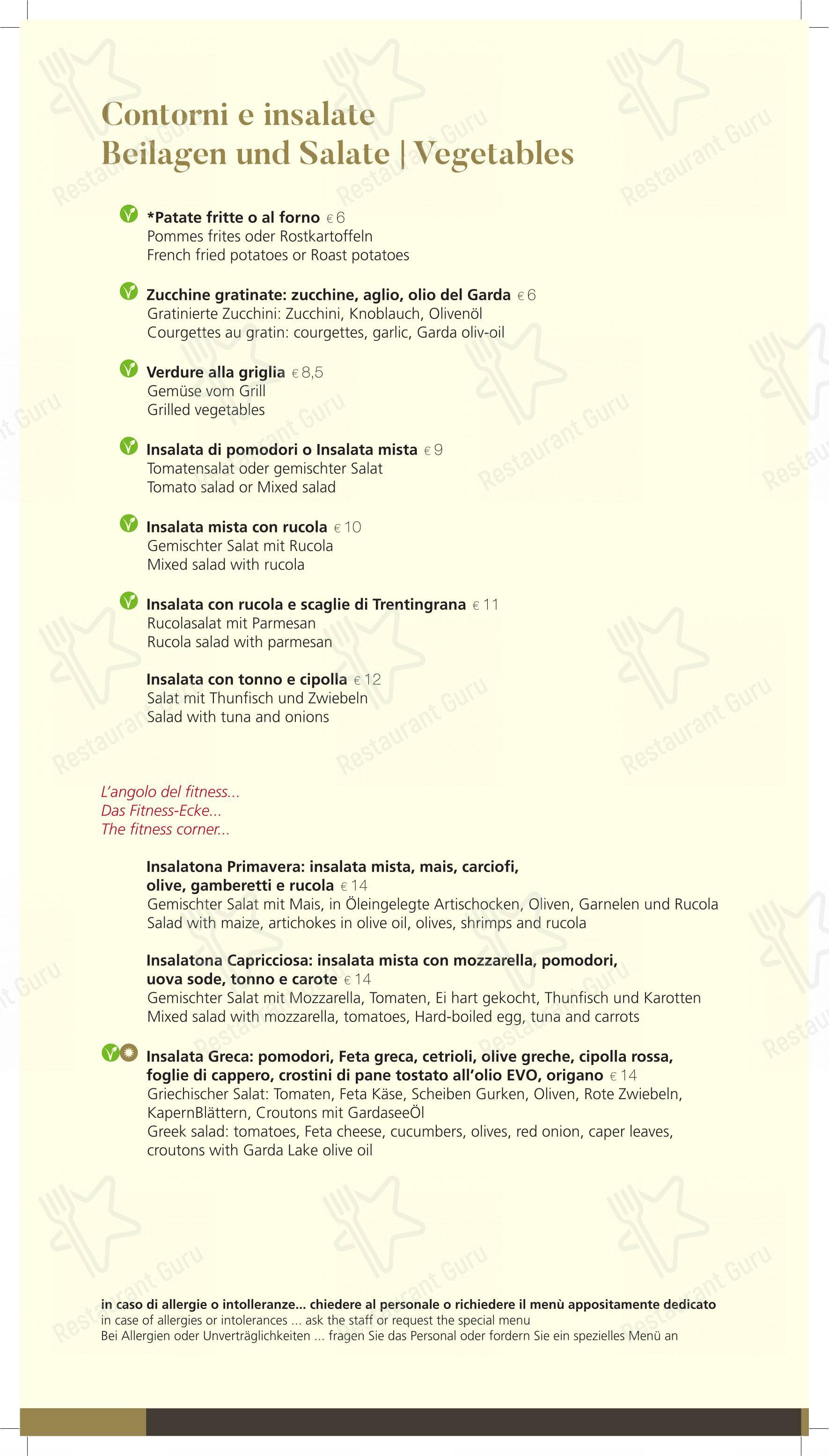 Ristorante Pizzeria Leon D'oro Riva in Riva del Garda - Menu