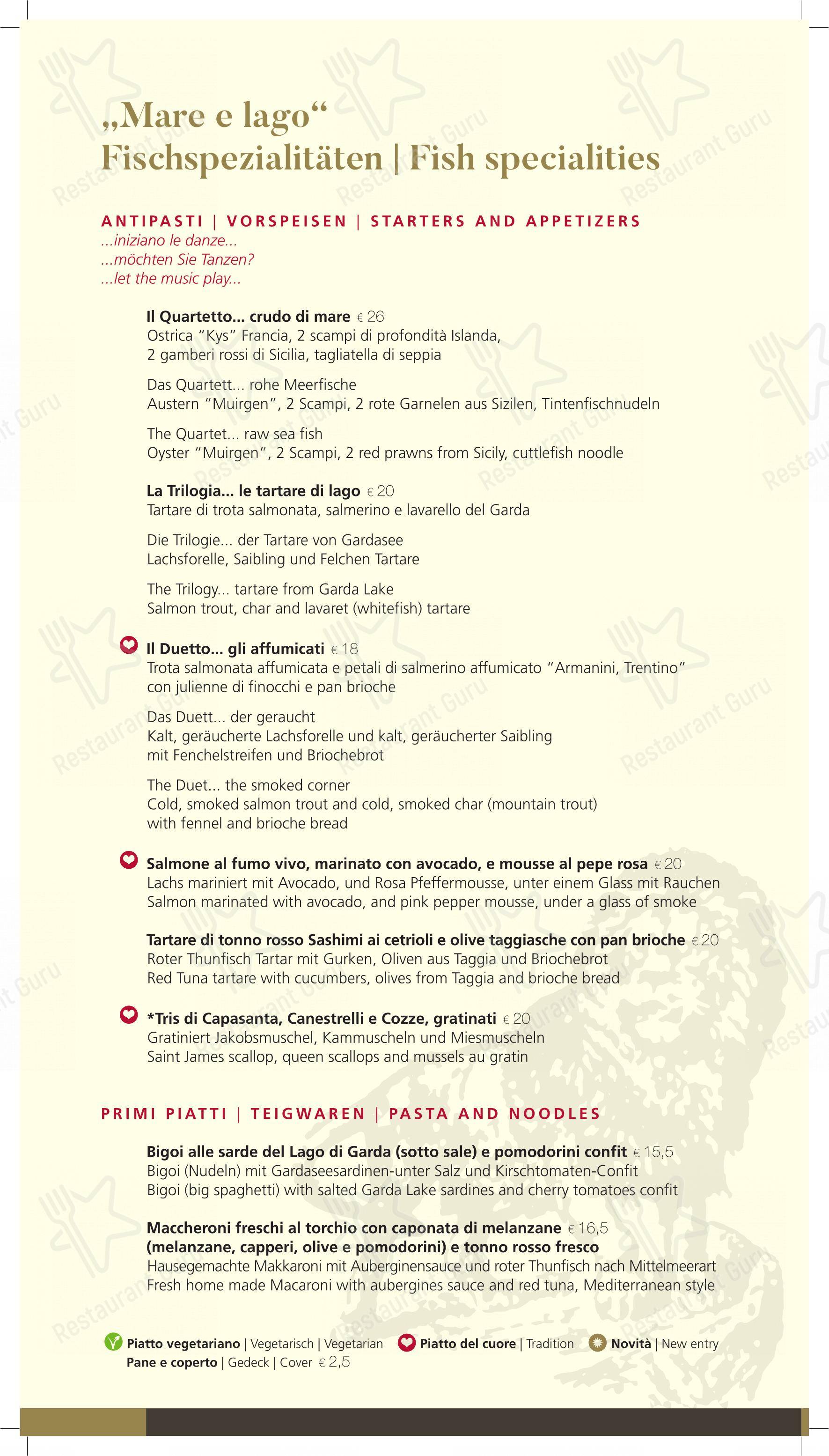 Ristorante Pizzeria Leon D'oro Riva in Riva del Garda - Menu