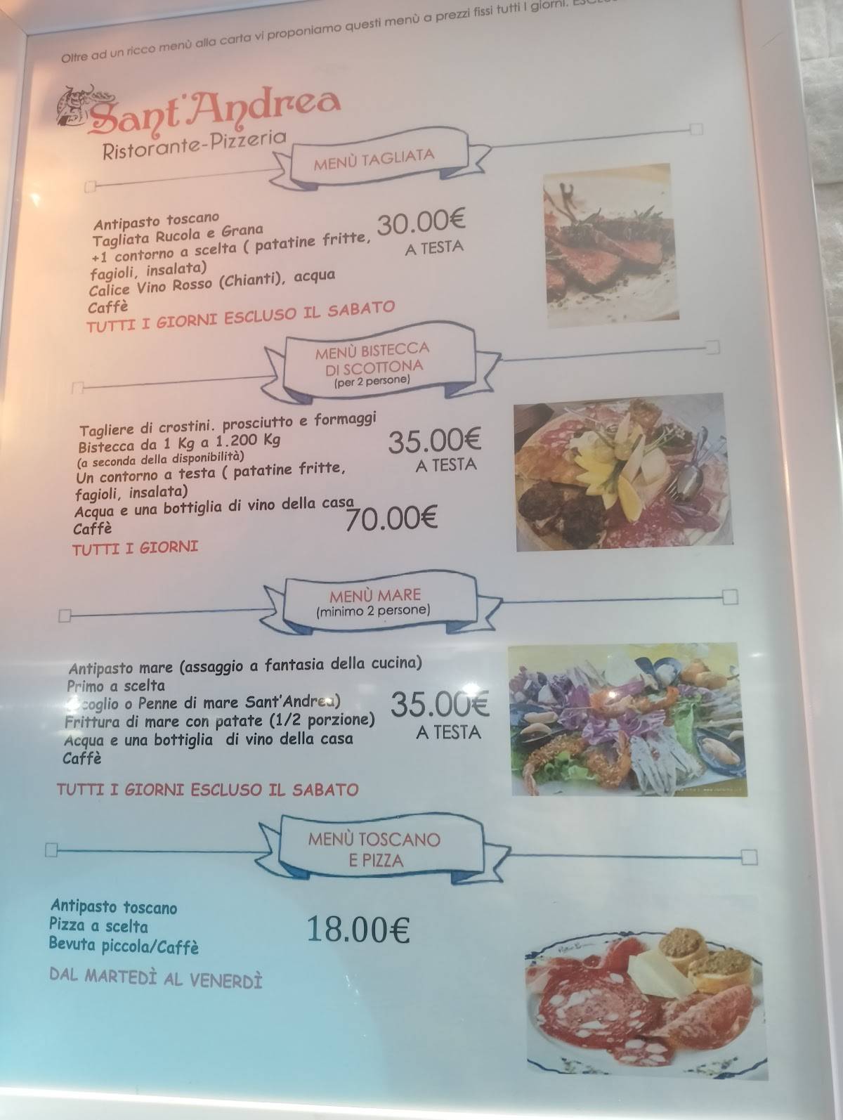 Menu di Ristorante Pizzeria Sant Andrea 