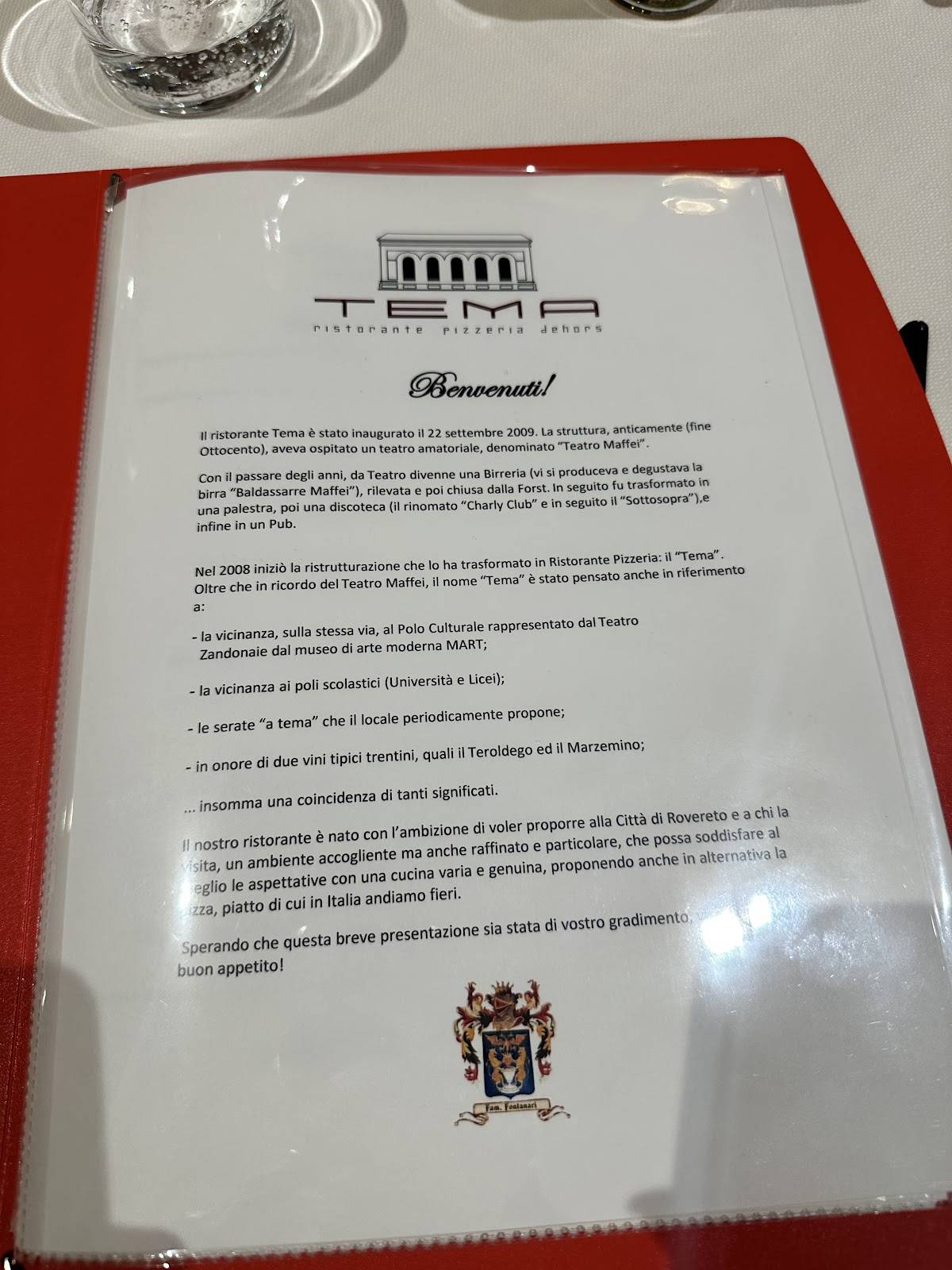 Menu di Ristorante Pizzeria Tema 