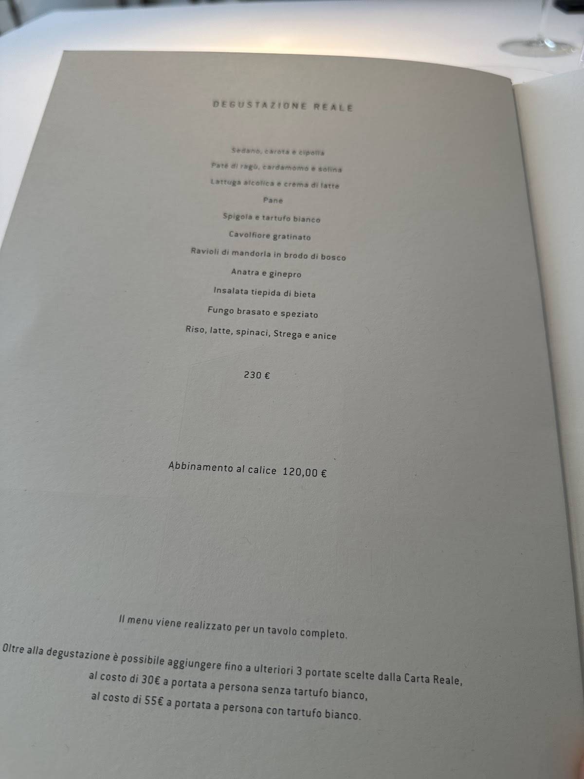 Menu di Ristorante Reale 