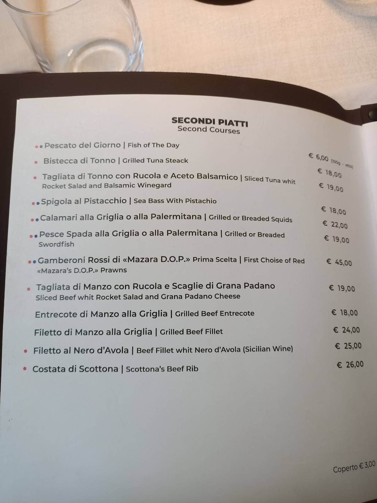 Menu di Ristorante Ruga Reali, Osteria del Teatro 