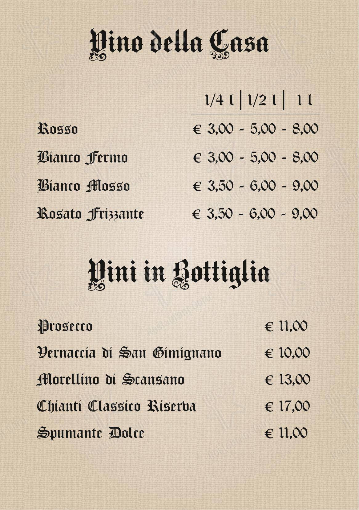 Menu per Ristorante Sapori di Toscana ristorante