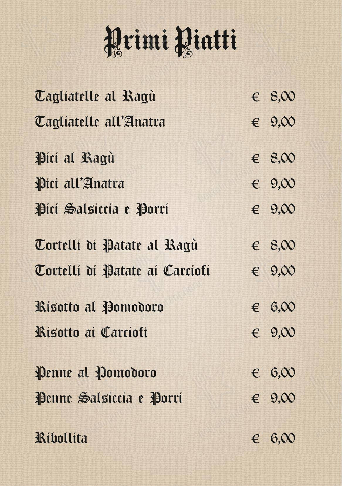 Ristorante Sapori di Toscana in Brusciana - Menu