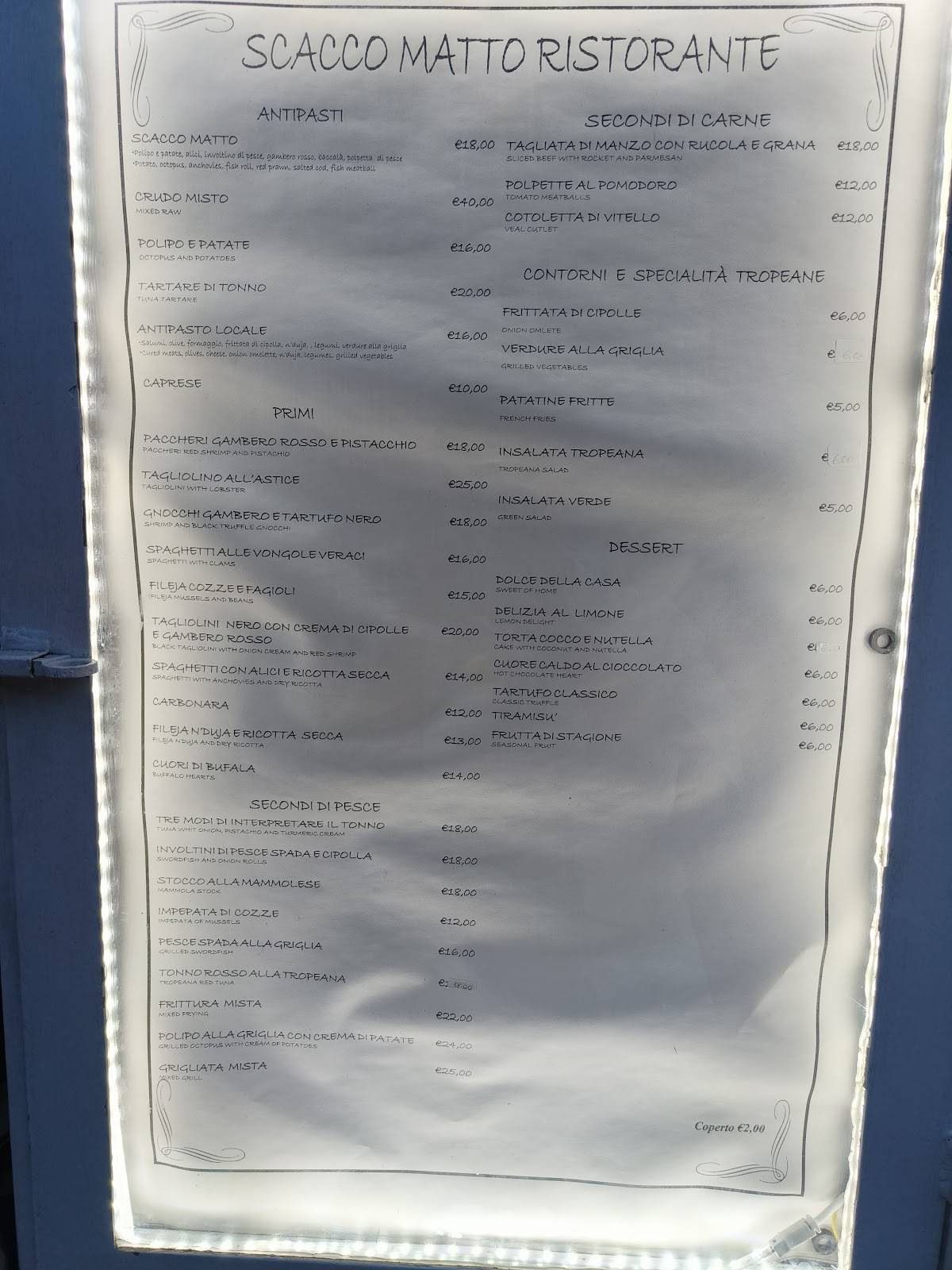 Menu di Scacco Matto 