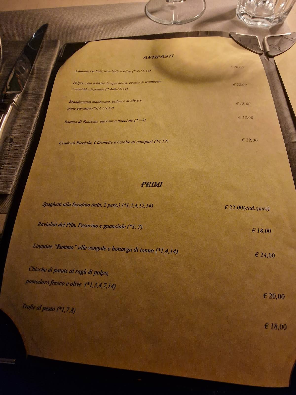 Menu di Ristorante Serafino 