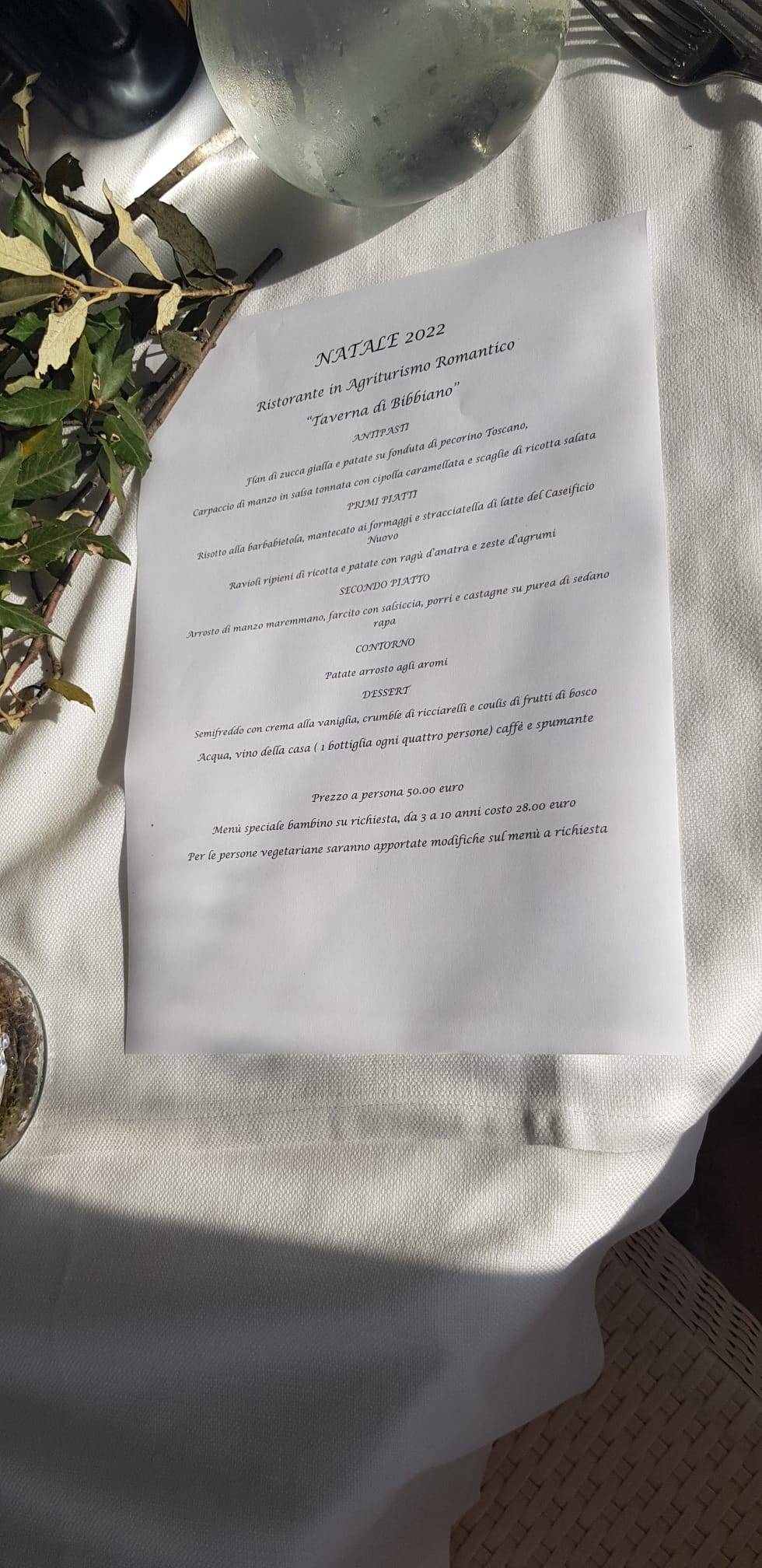 Menu di Ristorante Taverna di Bibbiano 