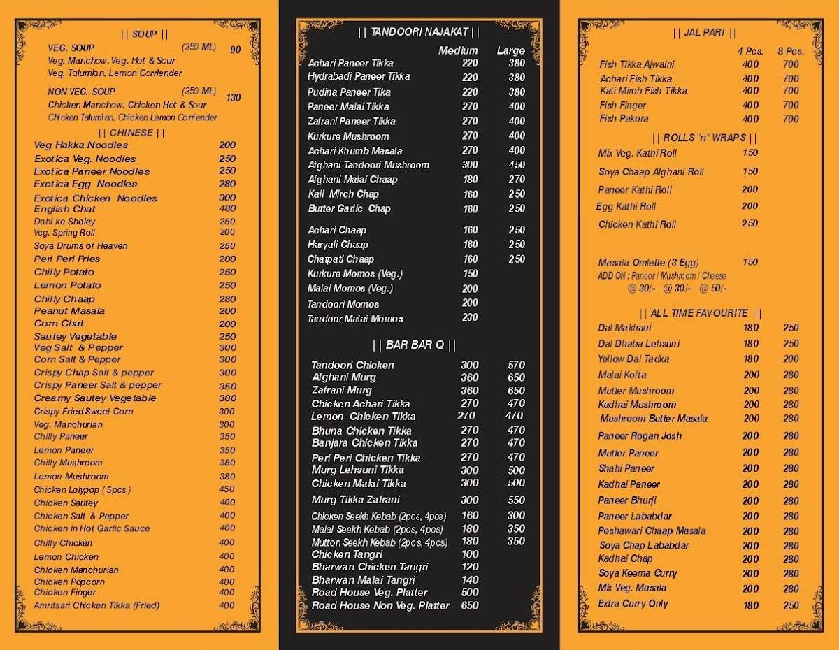 Road House, Sector 10 menu