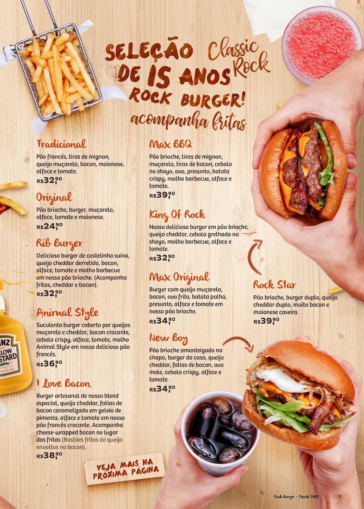 Rock Burger cardápio