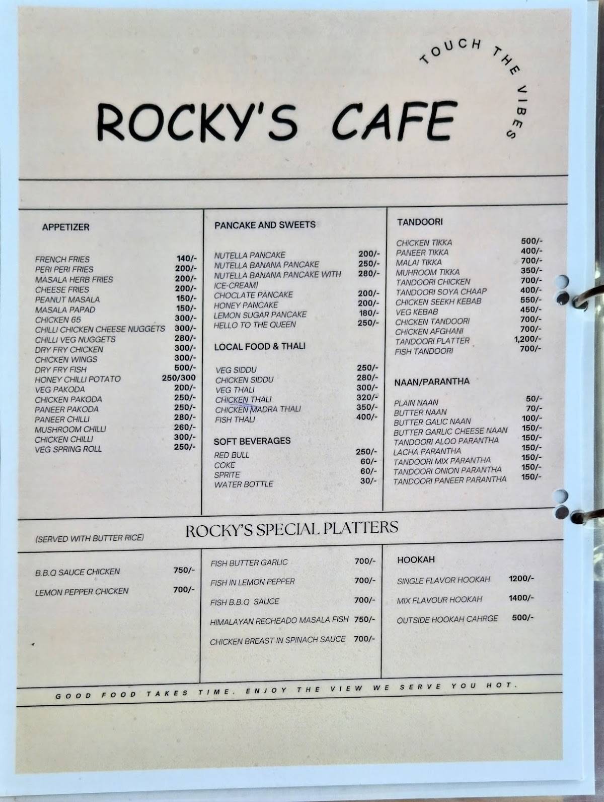 Rocky's Cafe menu