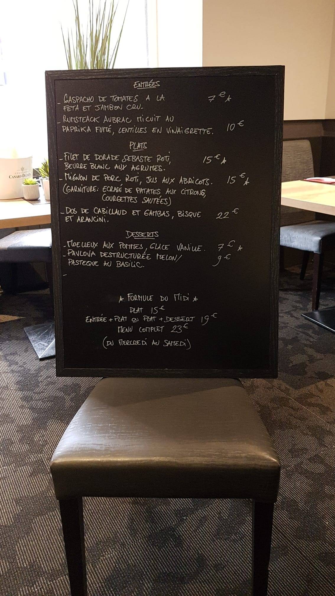 Menu de Le Goût du Voyage