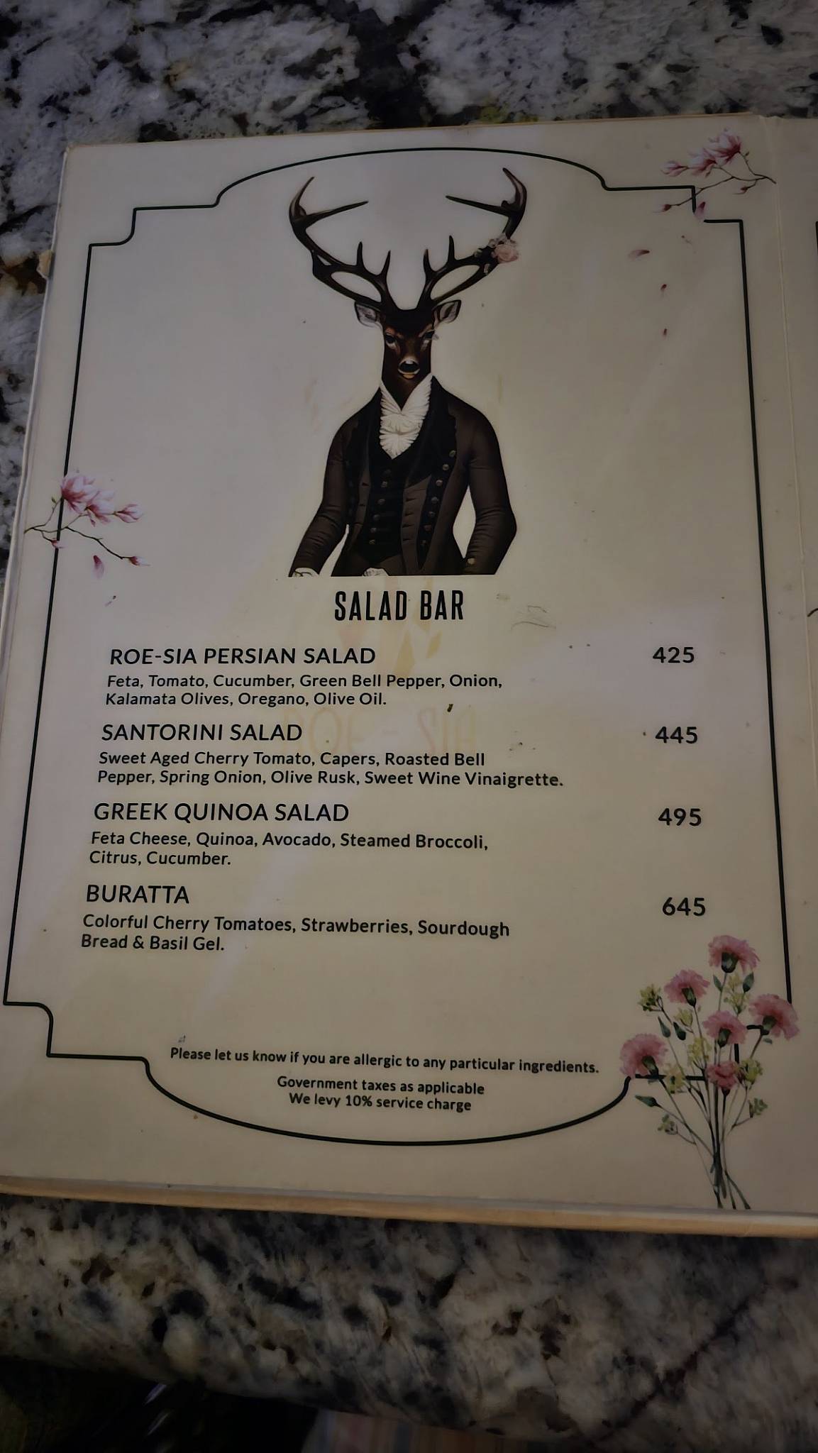 Roesia Gurugram menu