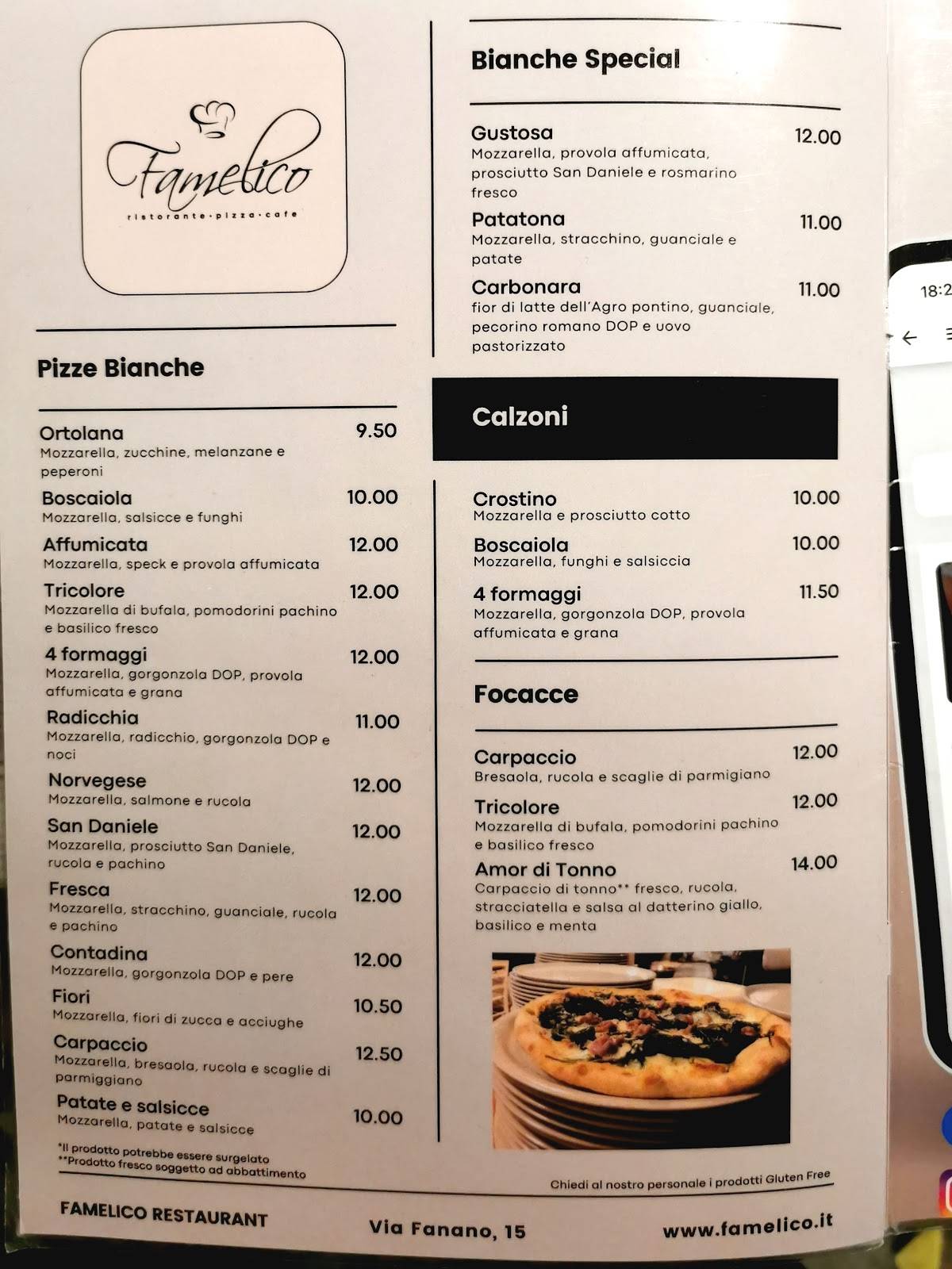 Menu di Famelico Restaurant 