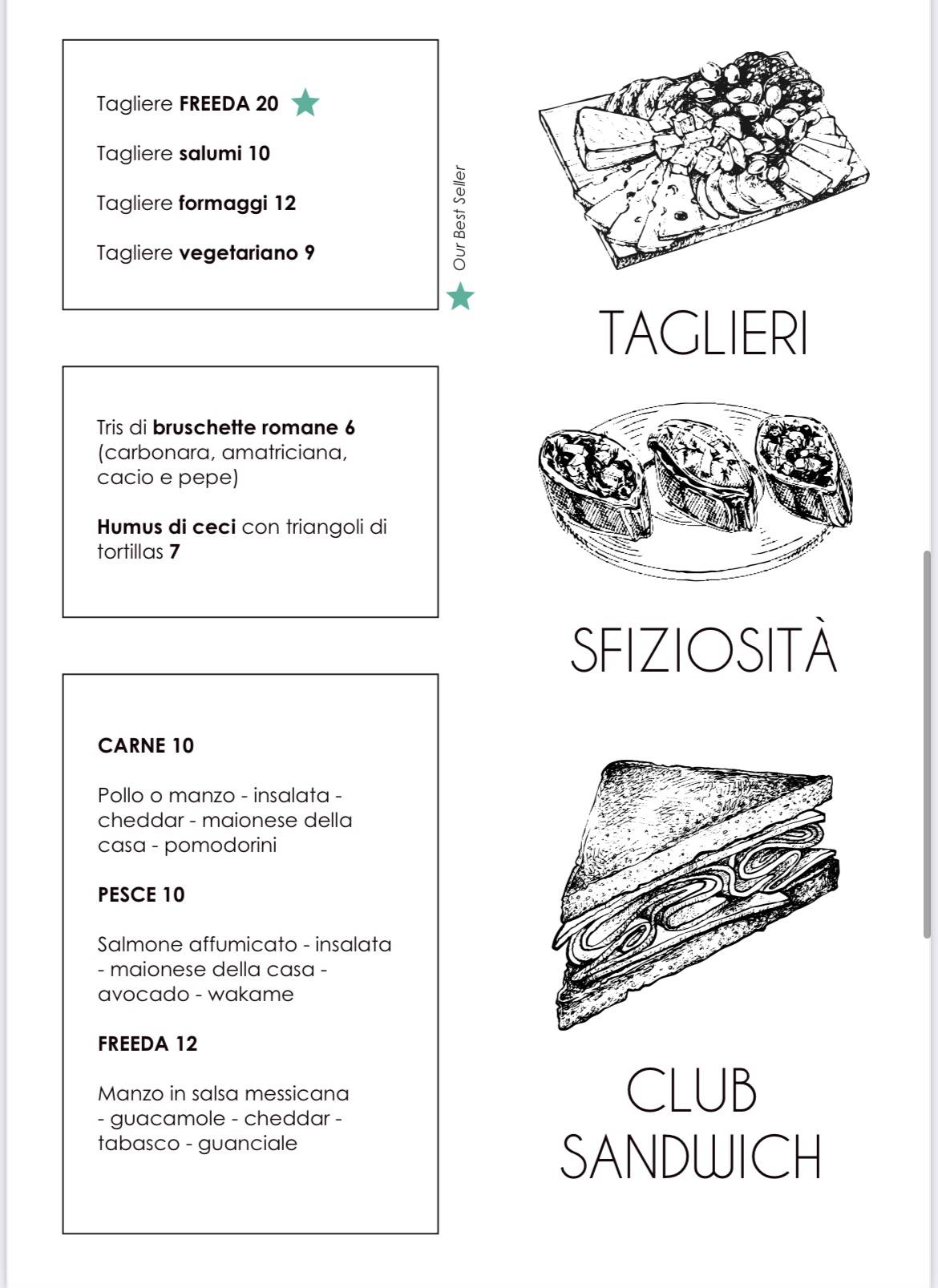 Menu di Freeda Roma 