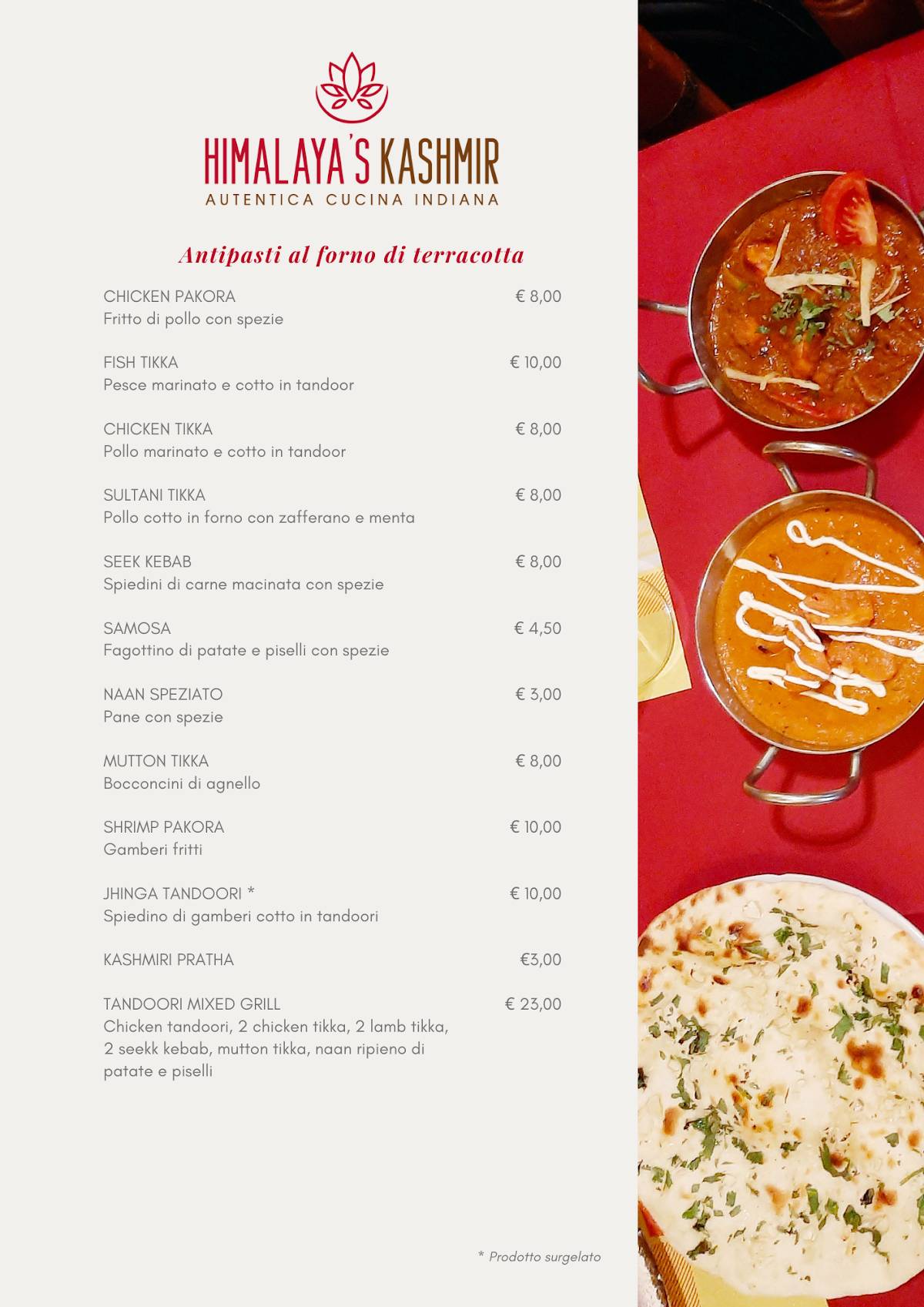 Menu di Himalaya's Kashmir - Ristorante indiano Roma - Autentici sapori d'India 