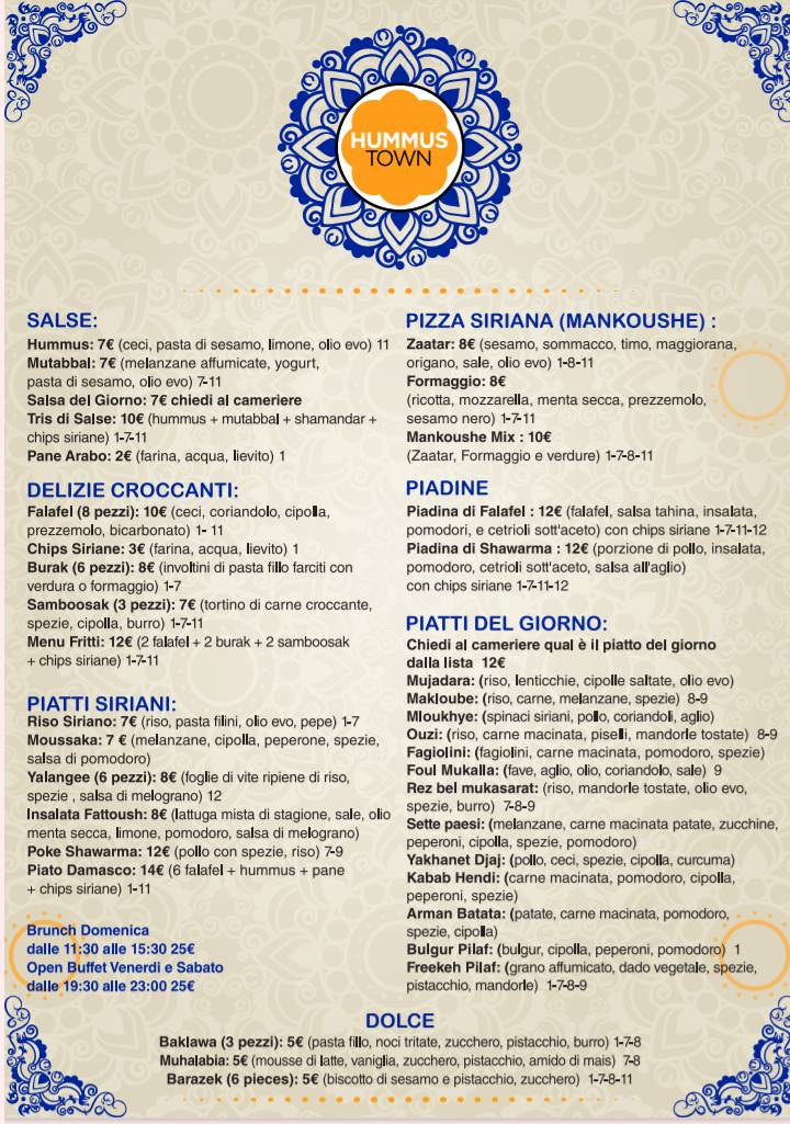 Menu di Hummustown Ristorante 